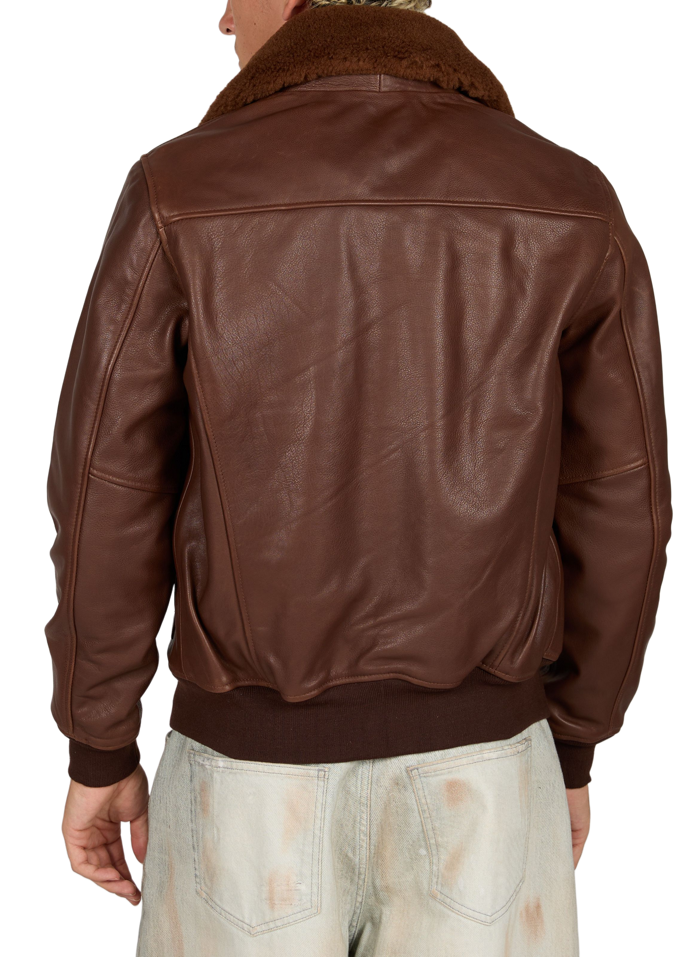 Jacket with classic leather collar SCHOTT Brown