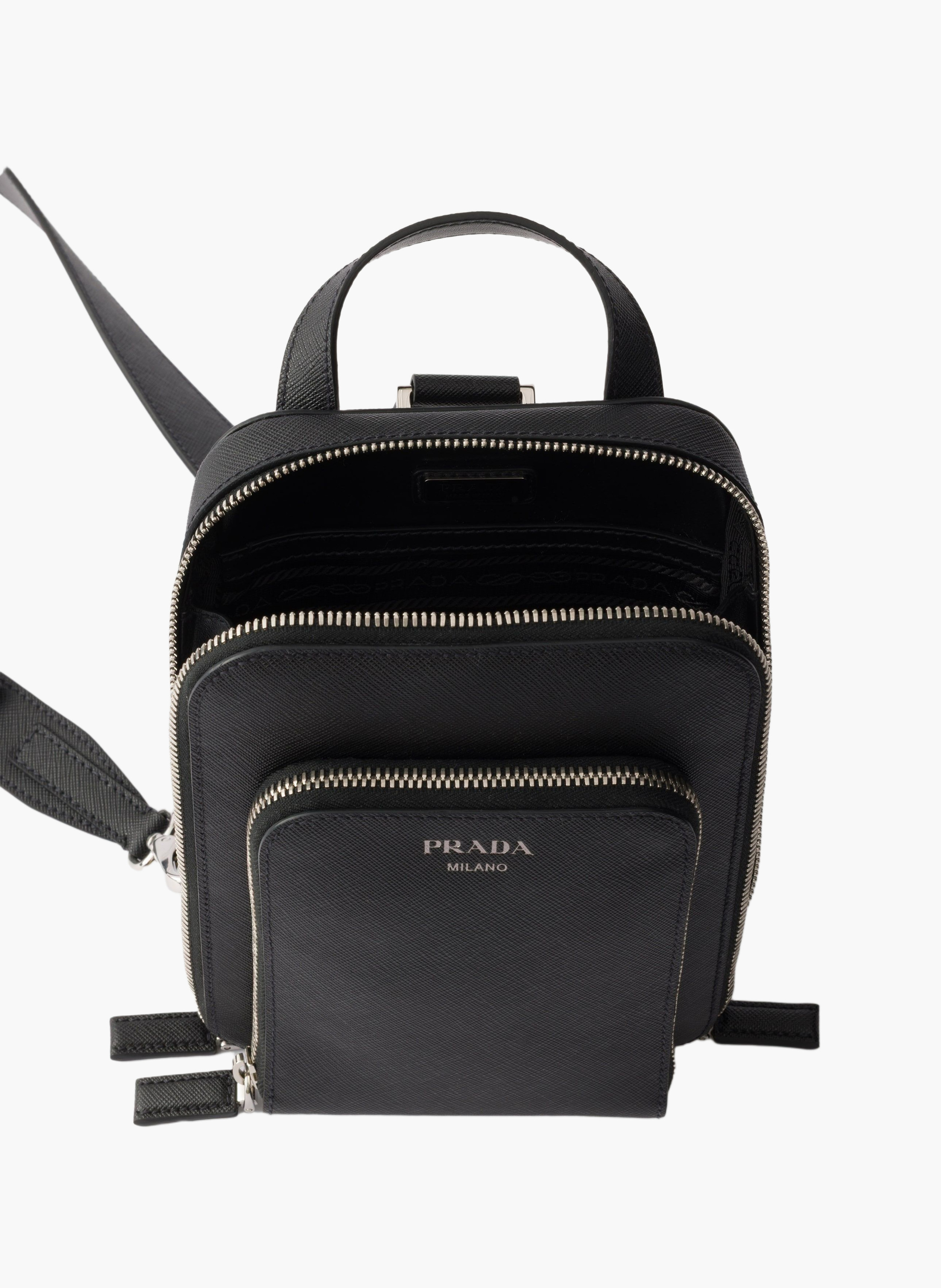 Sac à dos en cuir saffiano PRADA Noir