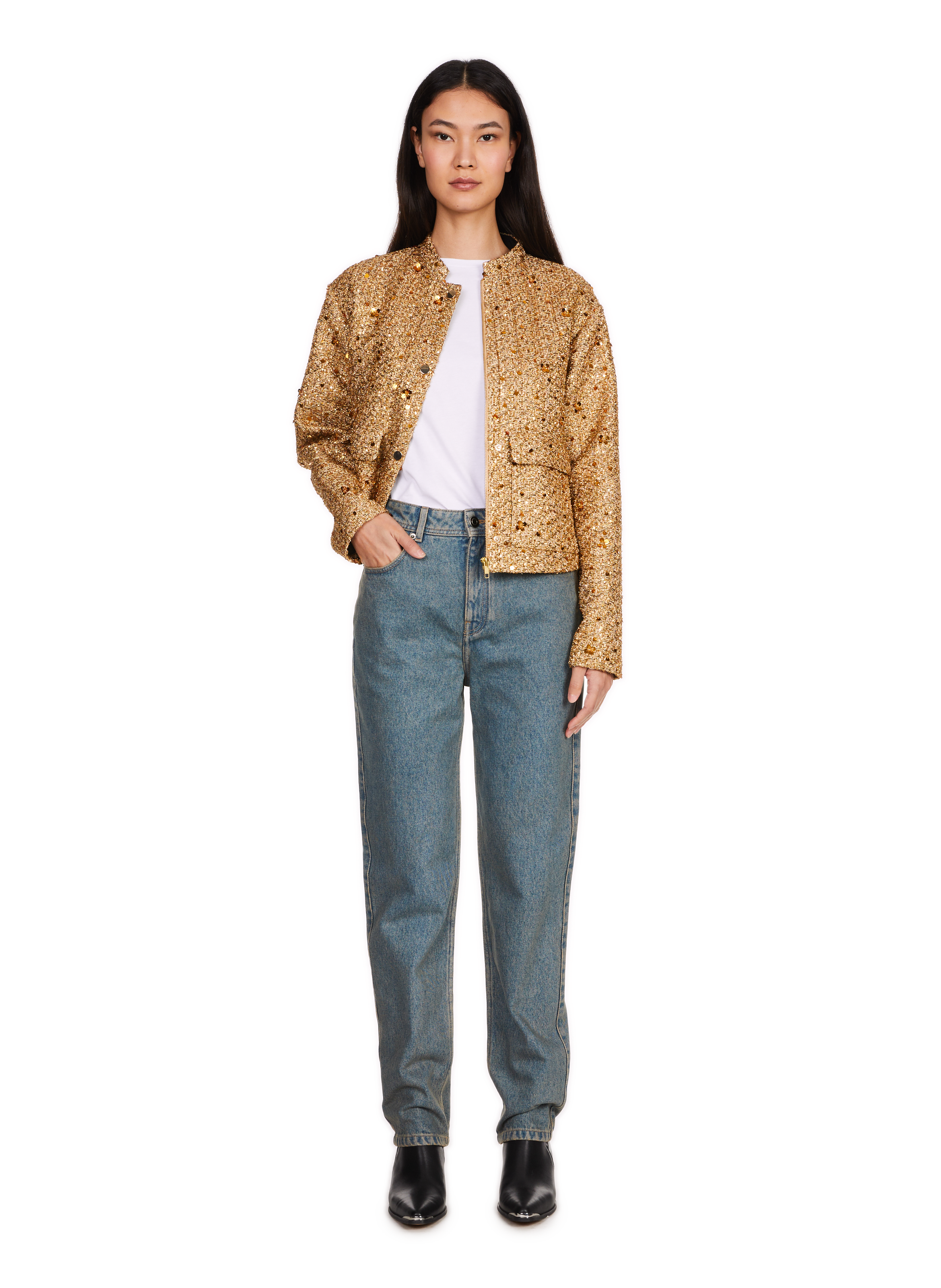 Jean droit délavé Uros en coton SAISON 1865 Bleu