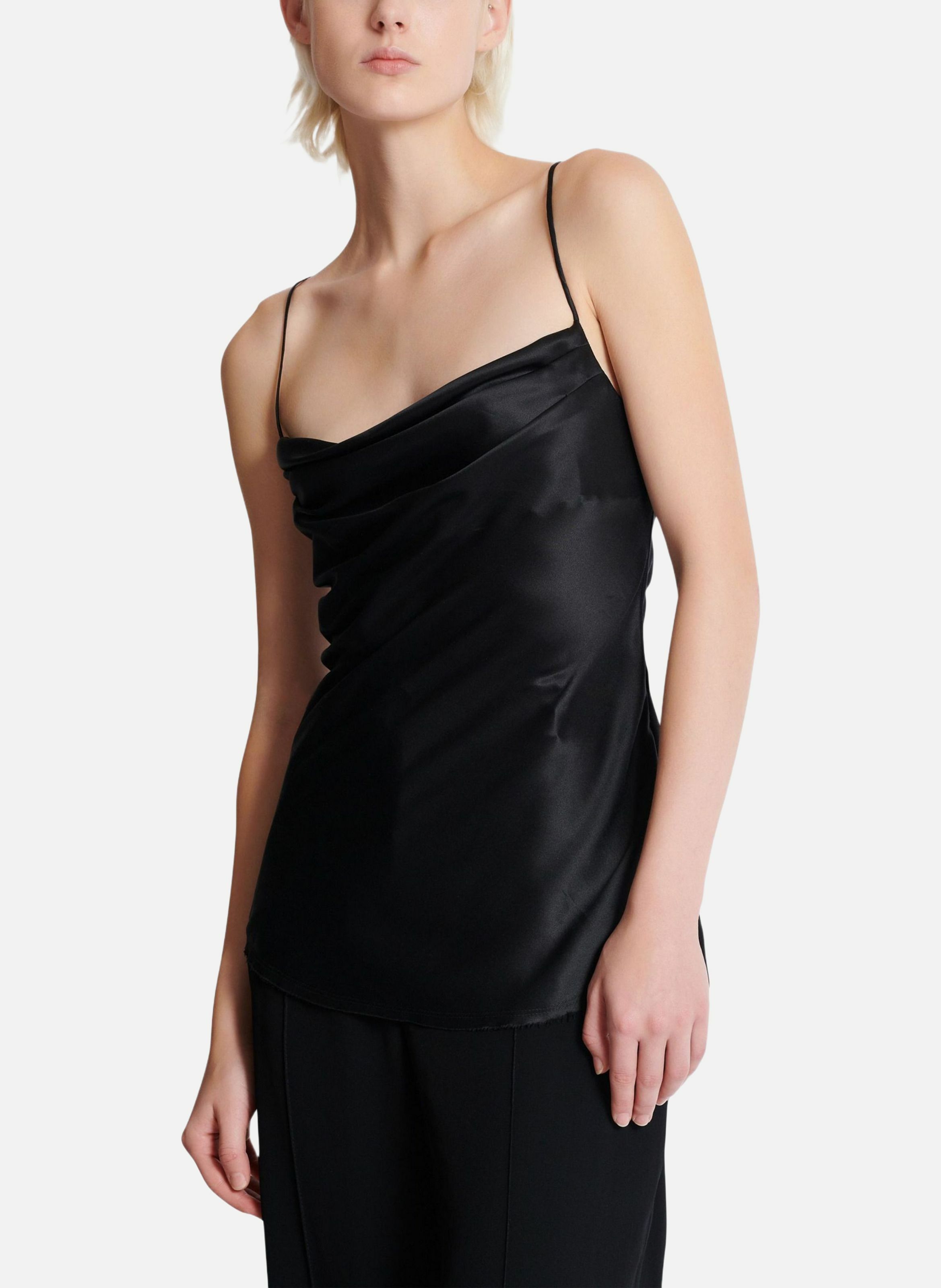 Top en satin drapé BALMAIN Noir