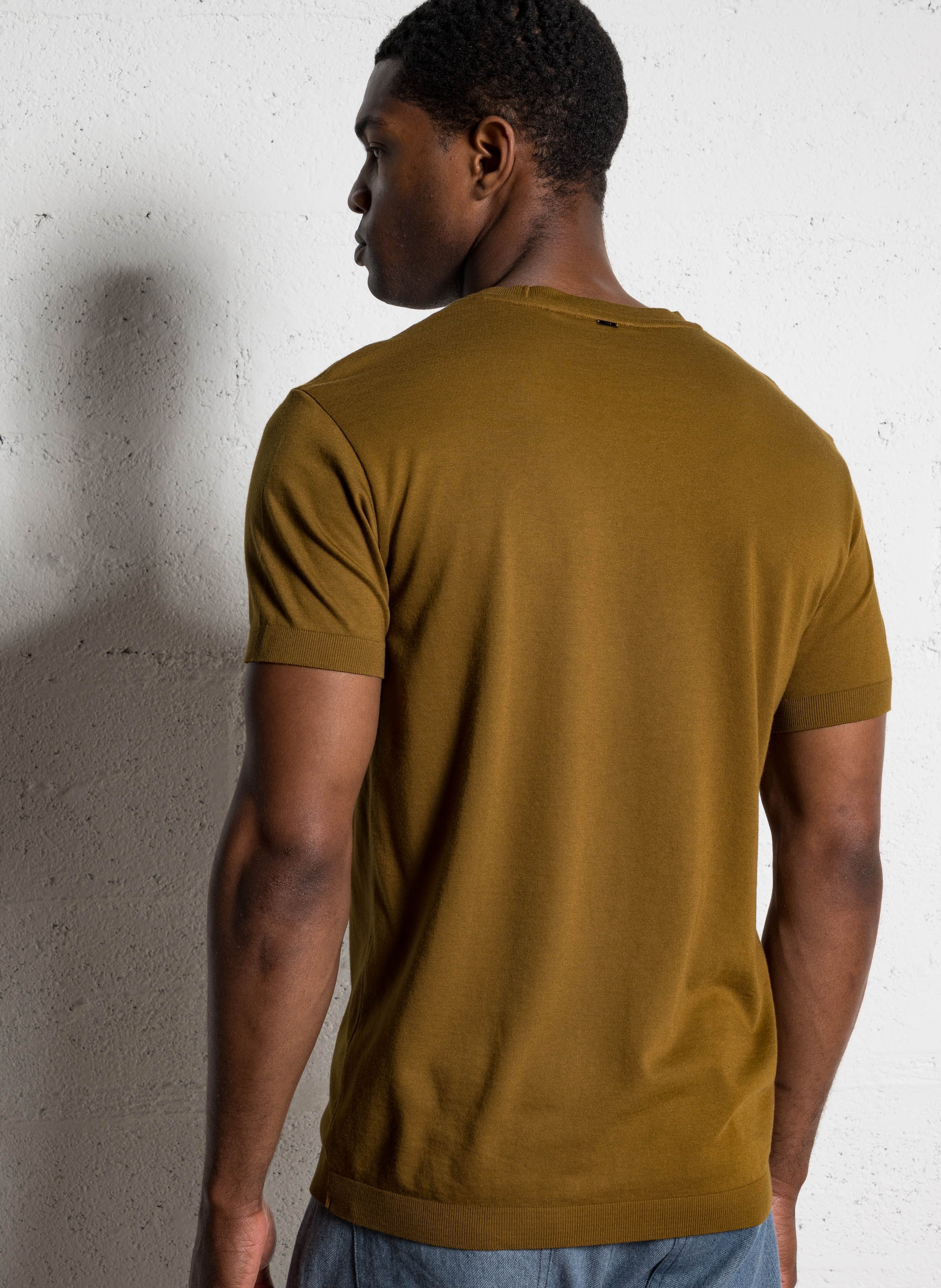 Tee-shirt droit col rond en maille IKKS Jaune