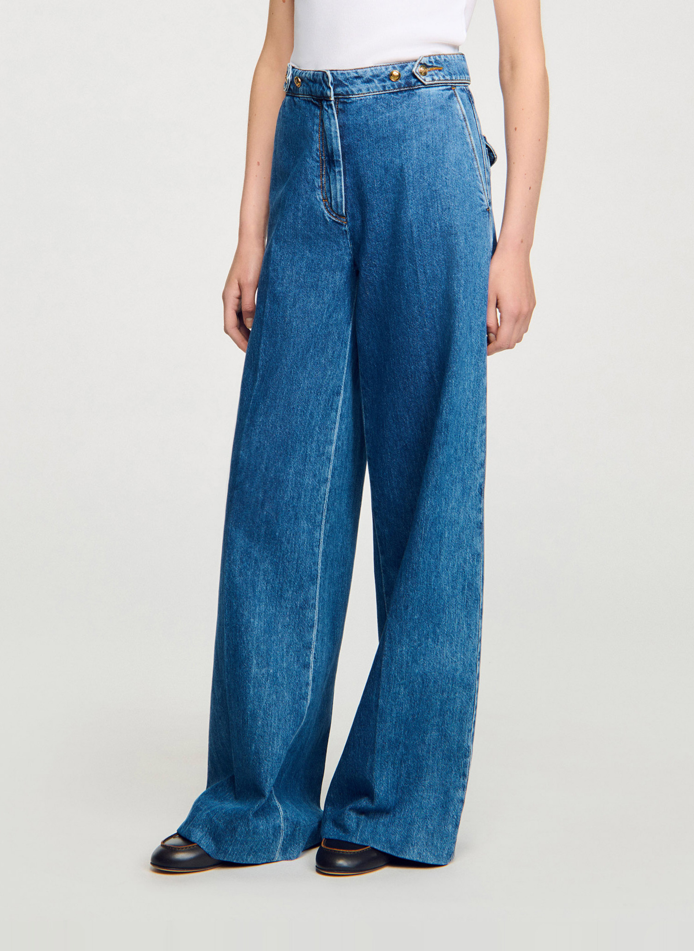 Jean large en coton SANDRO Bleu