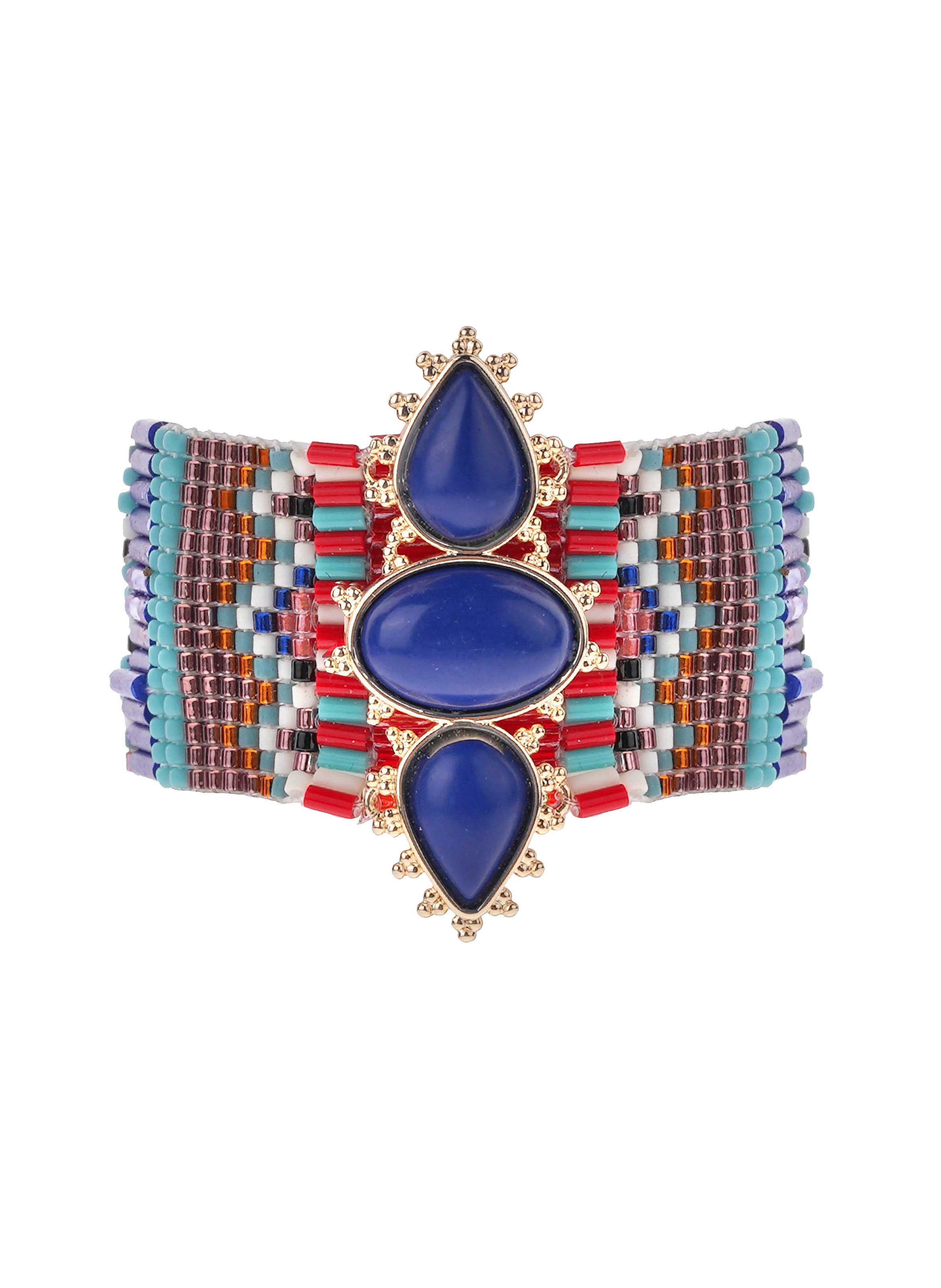 Bracelet manchette perles tissées noliti HIPANEMA Bleu