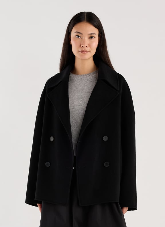 Manteau court oversize en laine mélangée Noir by SAISON 1865 SAISON 1865 Manteau court oversize en laine mélangée Noir