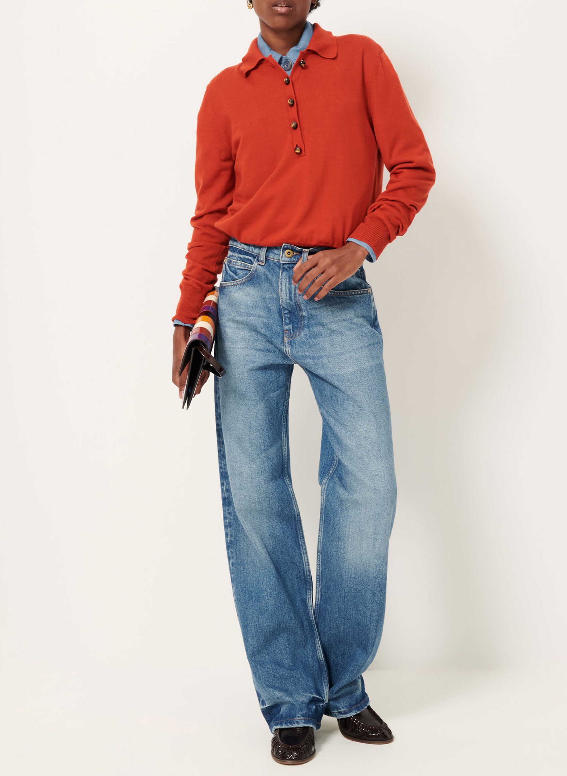 Polo en laine yanaka SESSUN Rouge