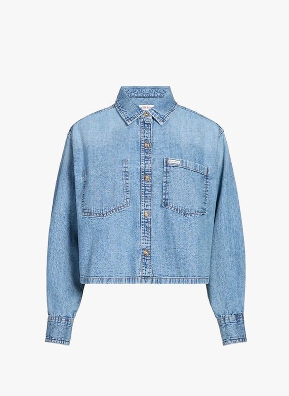 Chemise courte à manches longues | Bleu by GUESS Chemise courte à manches longues Bleu