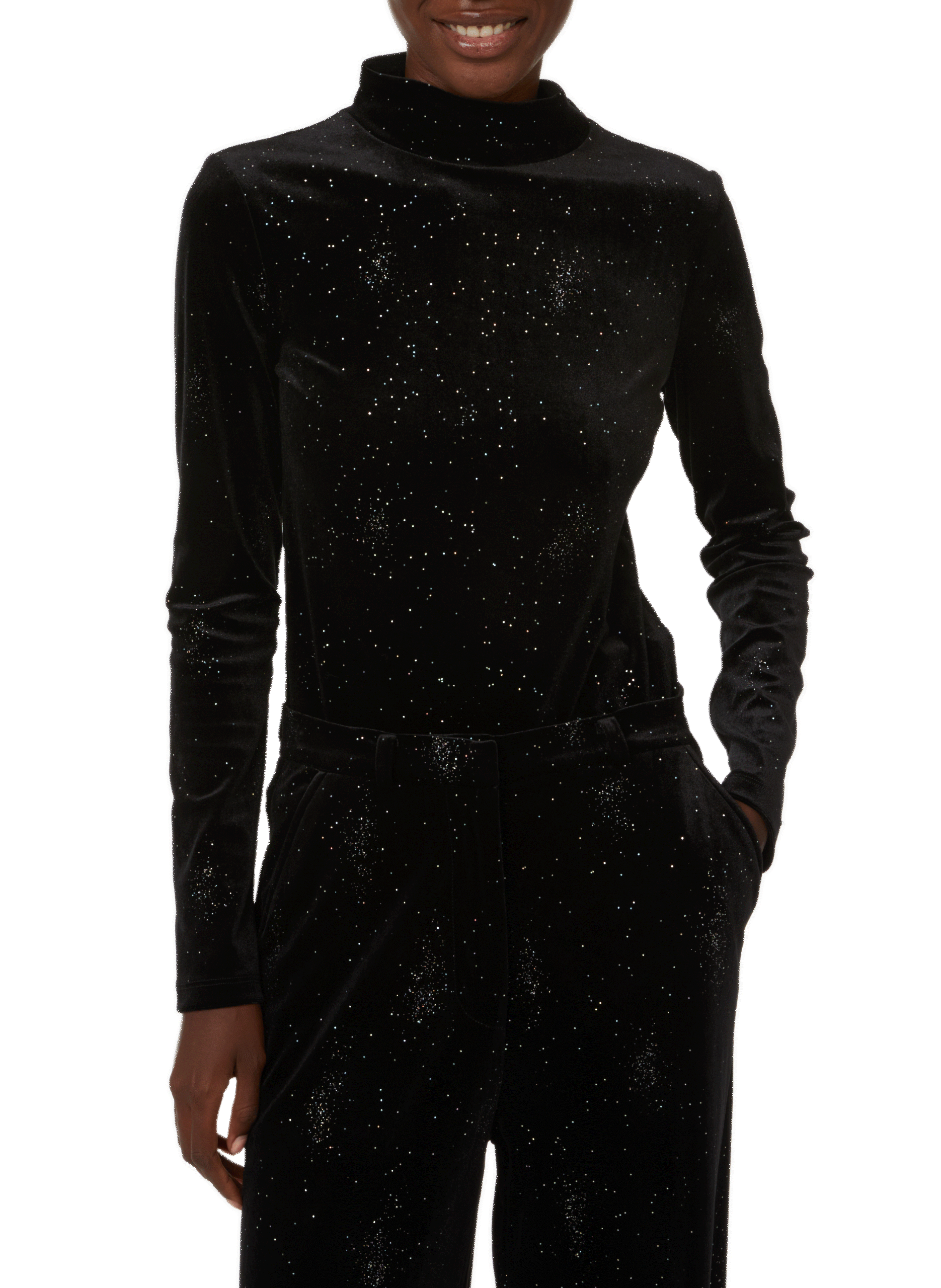 SAISON 1865 Long-sleeved velvet top  Black