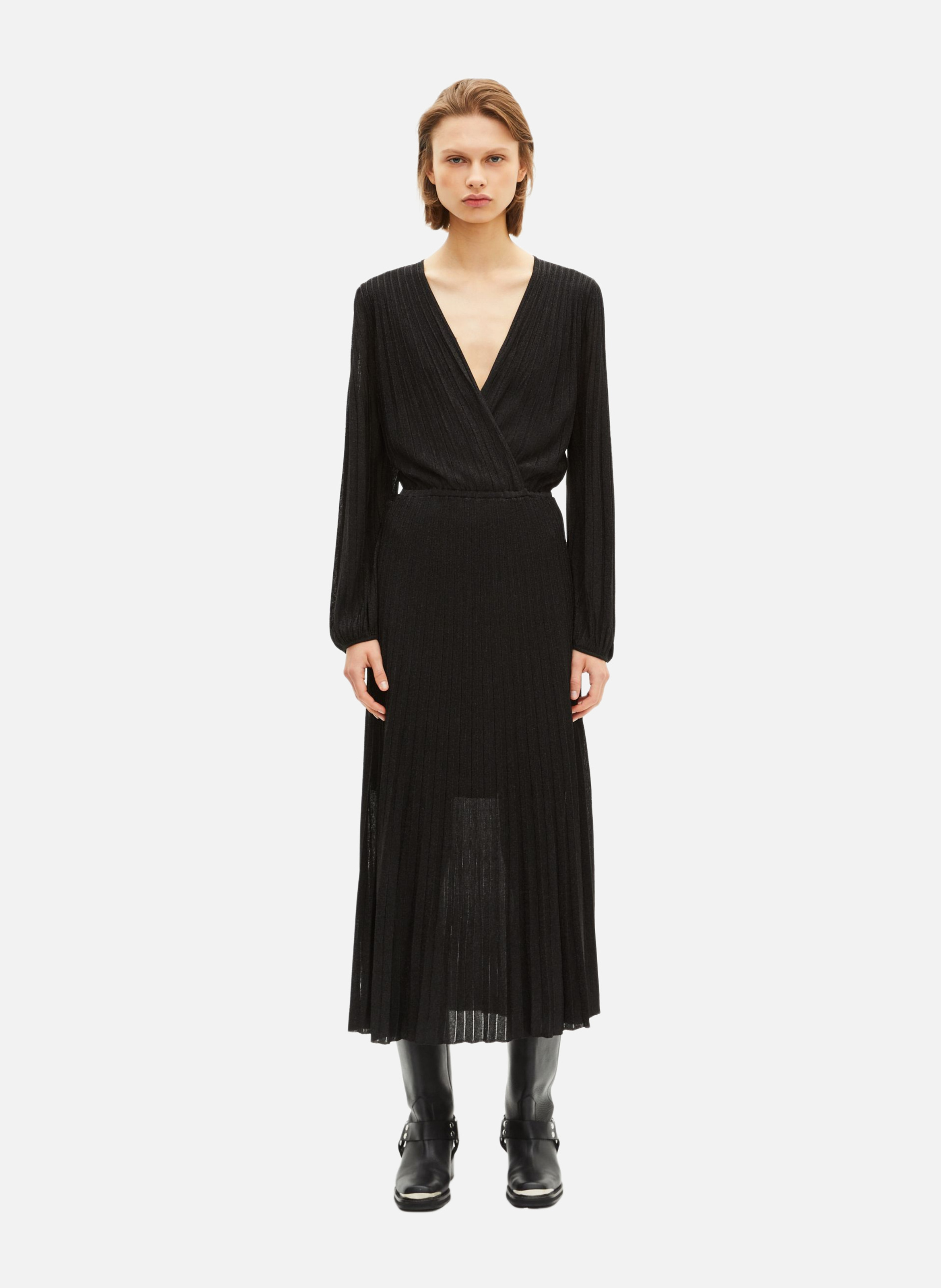 Robe longue plissée en lurex THE KOOPLES Noir