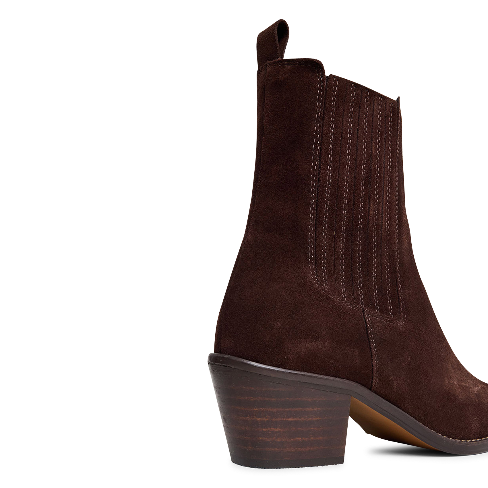 Bottines western talons mi-hauts en cuir velours birman JONAK Marron