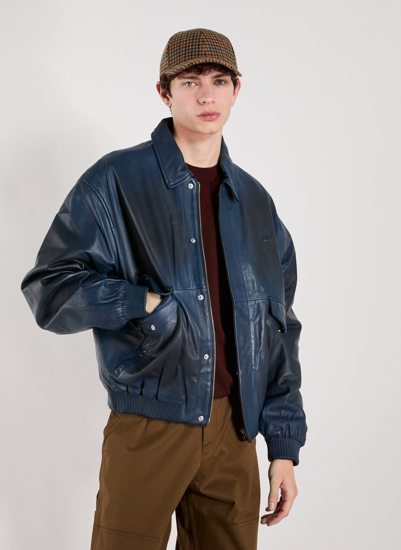 Blouson col classique en cuir Bleu by ARTE ANTWERP ARTE ANTWERP Blouson col classique en cuir Bleu