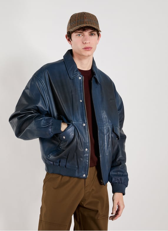 Blouson col classique en cuir | Bleu by ARTE ANTWERP Blouson col classique en cuir Bleu