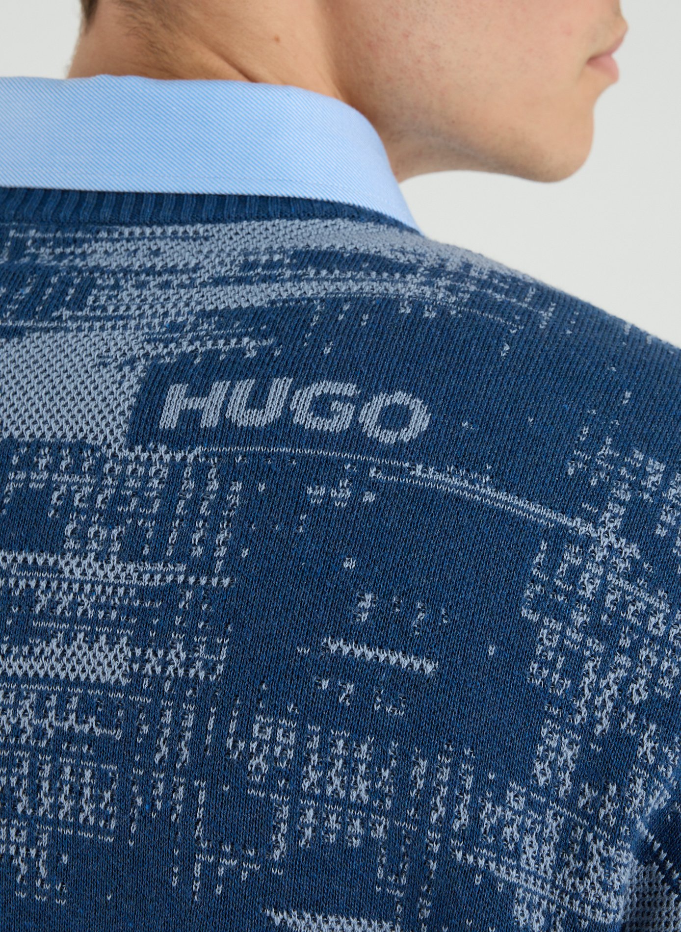 Pull en coton mélangé HUGO BLUE Bleu