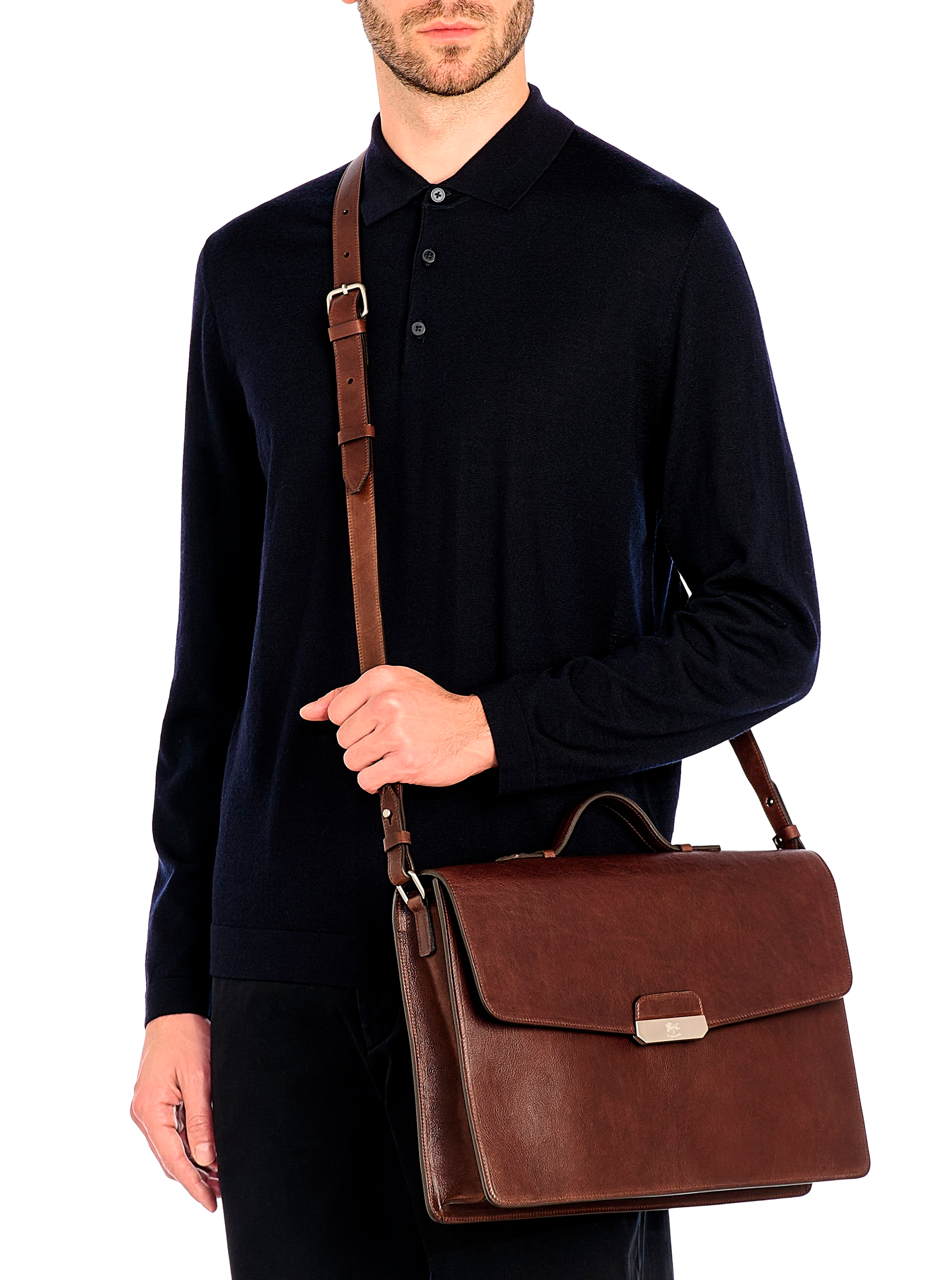 Porte-document en cuir IL BISONTE Marron