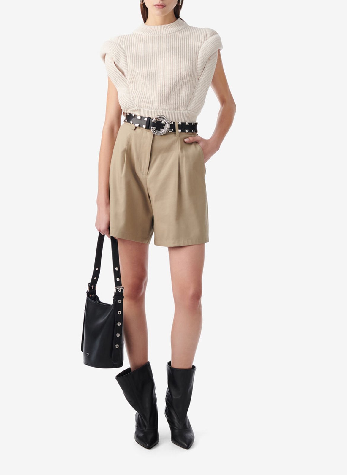 Pull sans manches maille côtes nash IRO Beige