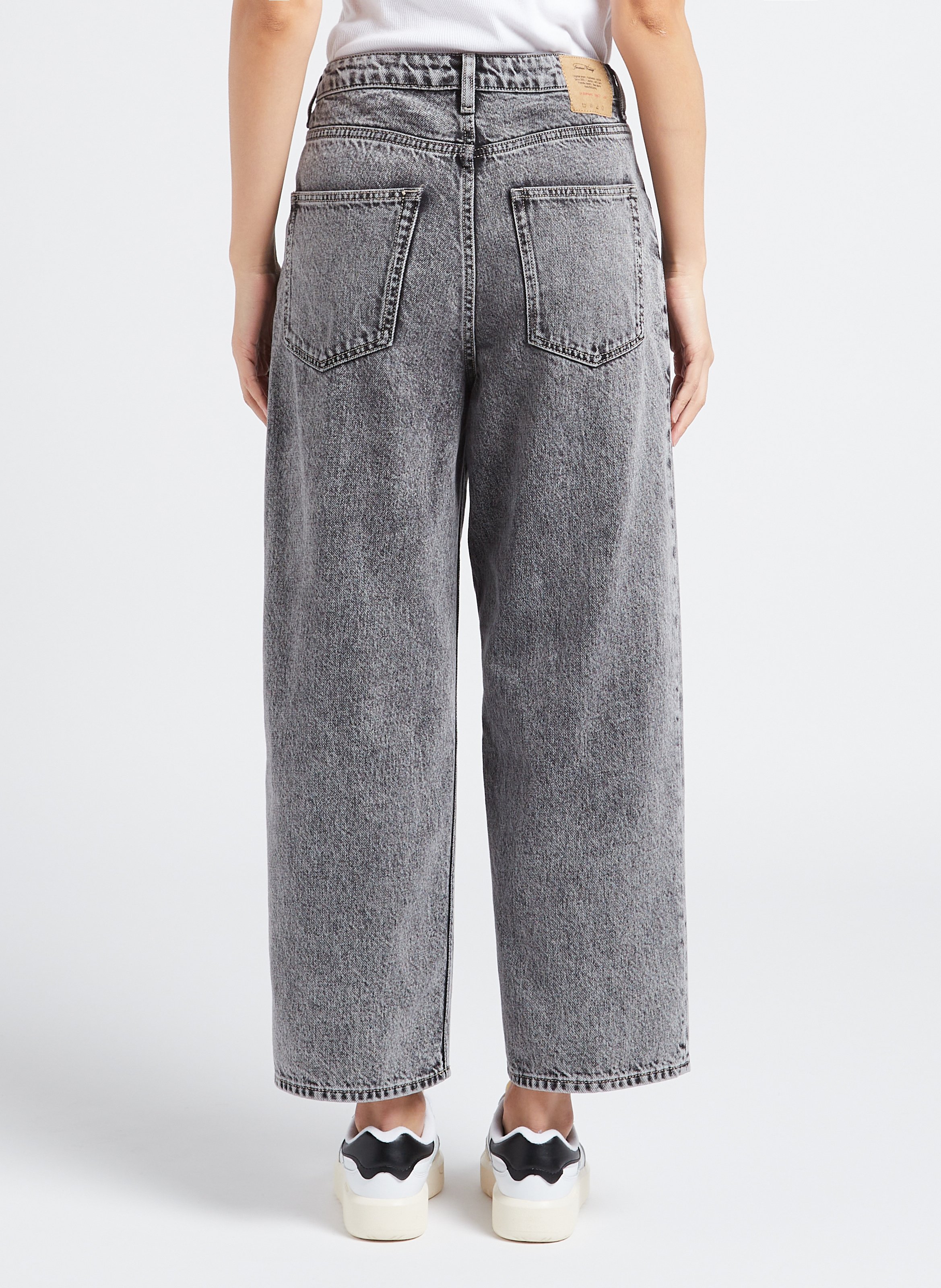 Jean droit taille haute en coton yopday-b AMERICAN VINTAGE Gris