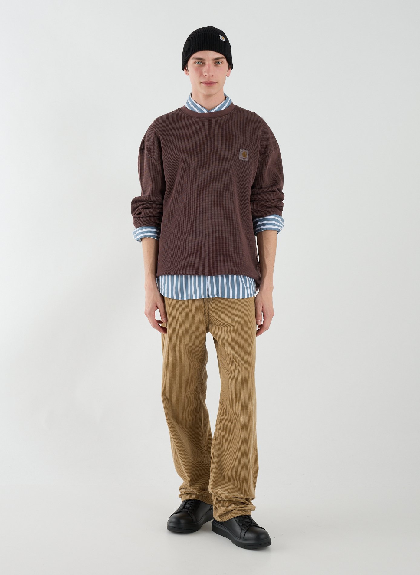 Oversized round neck cotton sweater CARHARTT WIP Brown