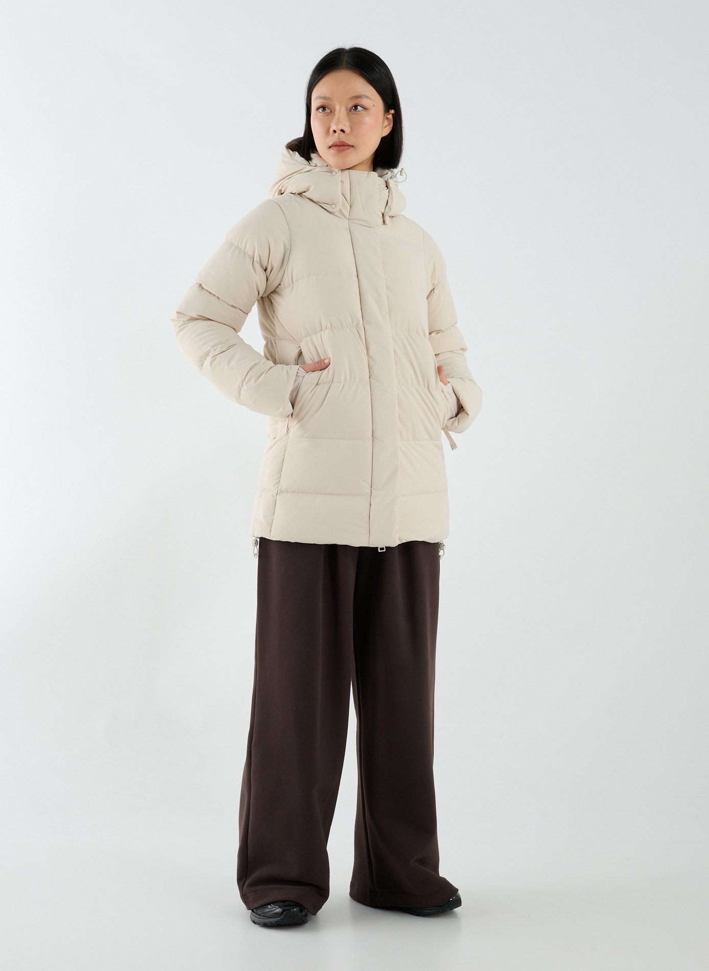 Doudoune droite à capuche COLUMBIA Beige