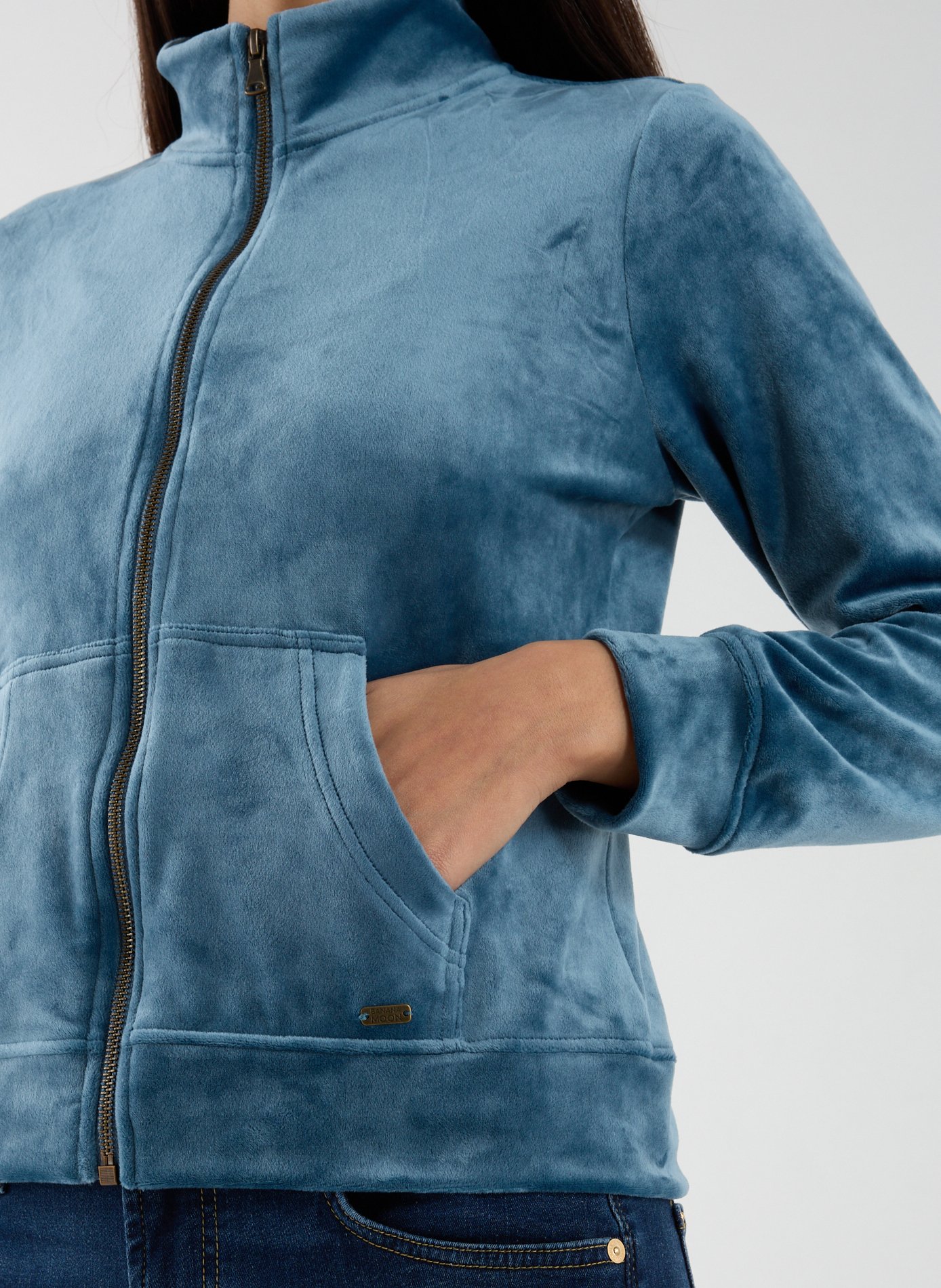 Gilet court en velours BANANA MOON Bleu