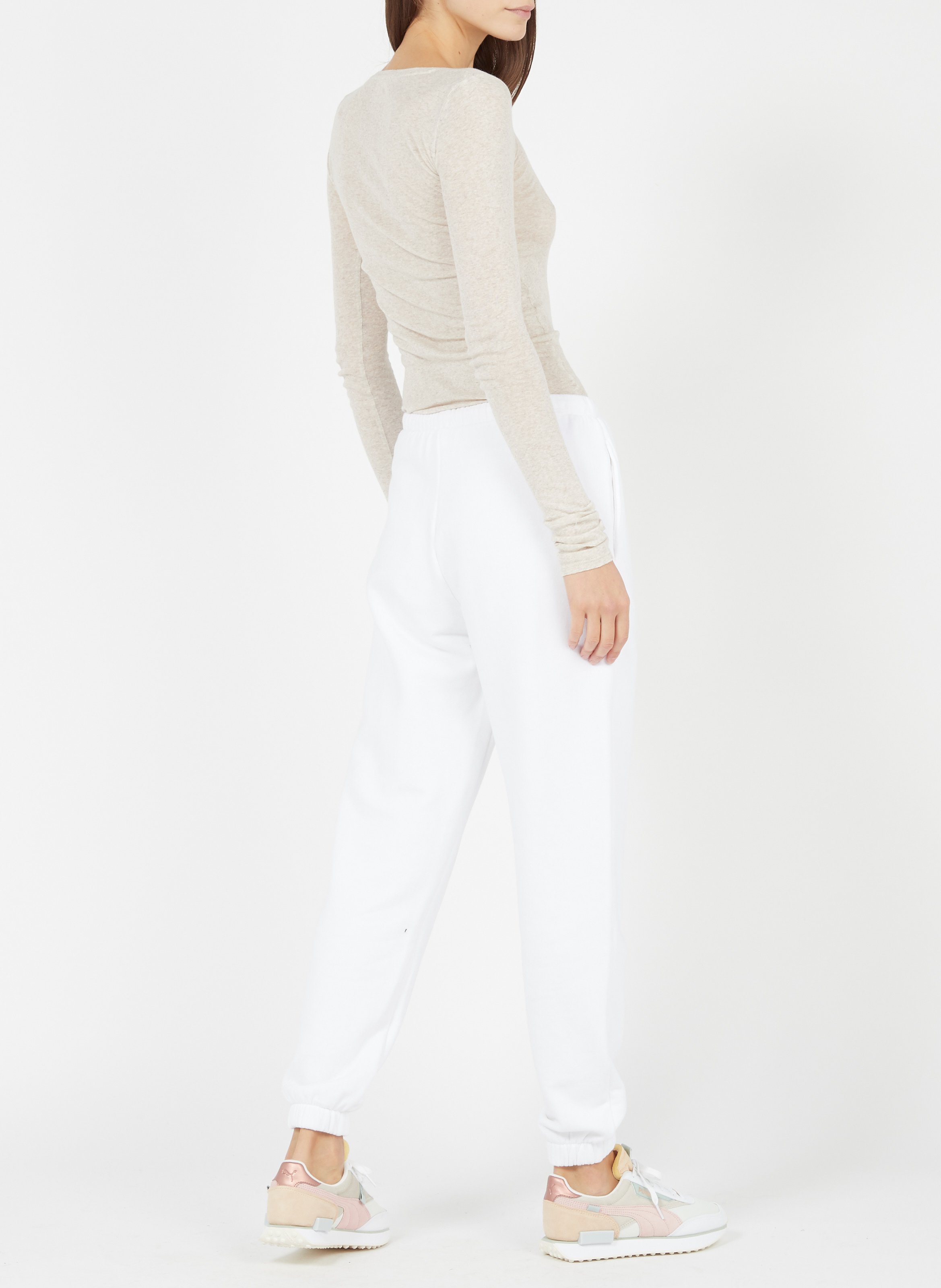 Tee-shirt moulant à col rond en coton massachusetts AMERICAN VINTAGE Beige