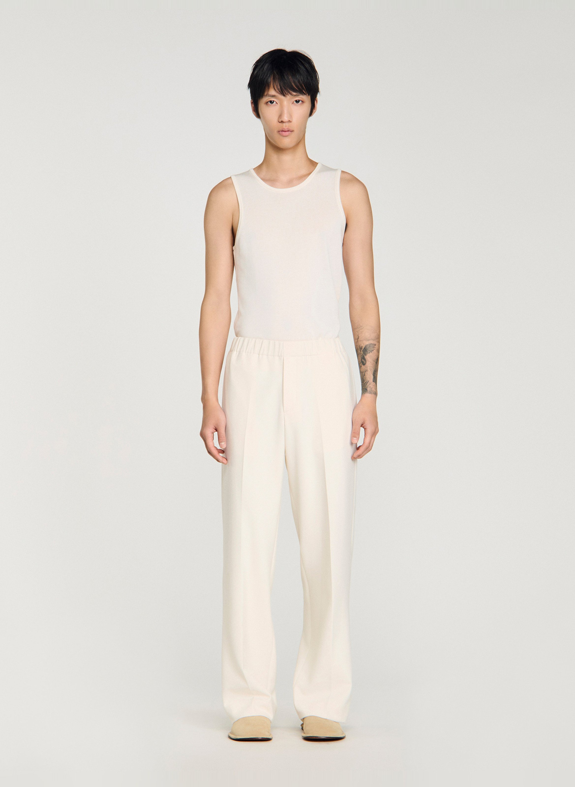 Pantalon large en jersey SANDRO Beige