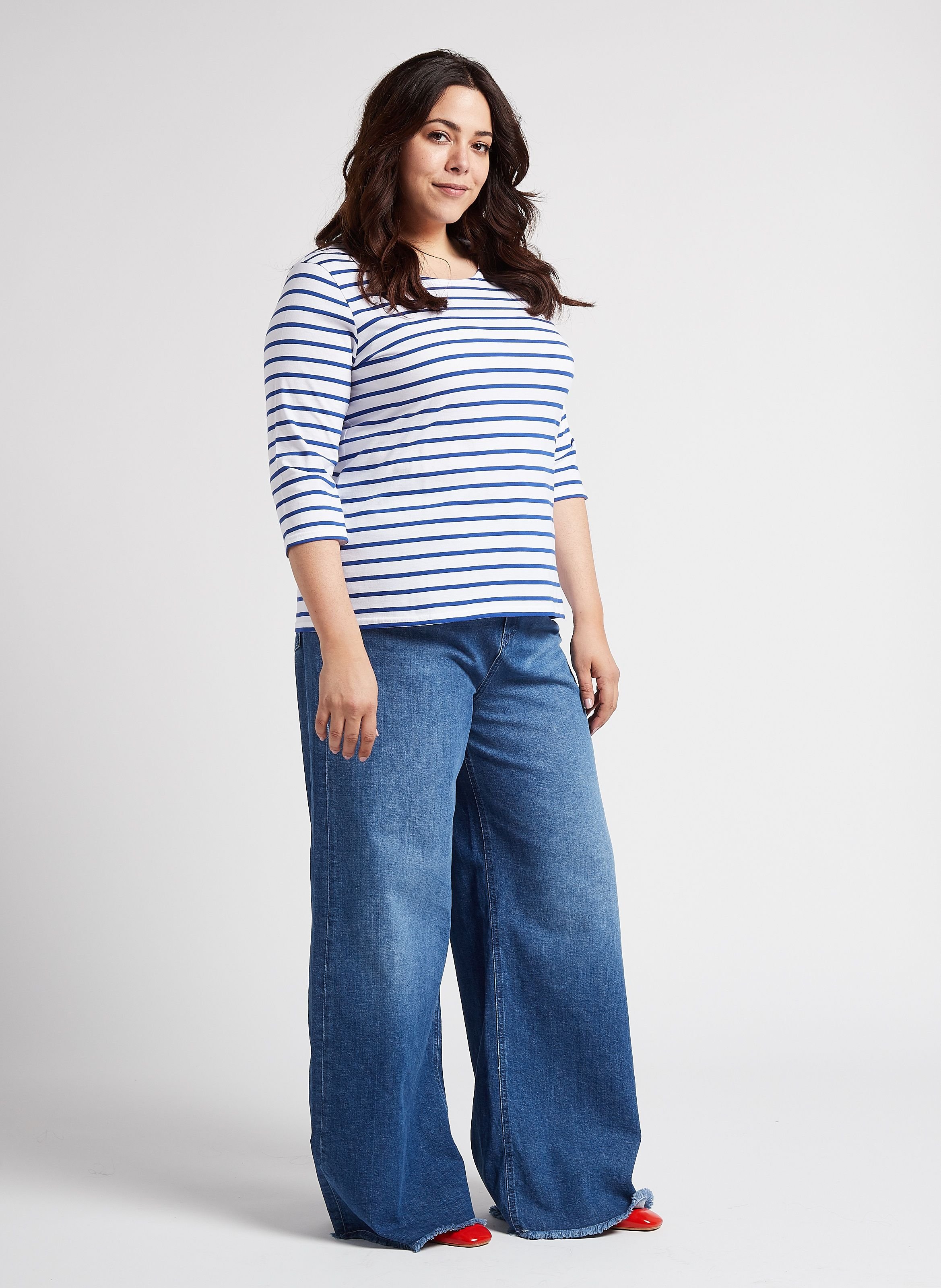 Tee-shirt droit col rond en coton ARMOR-LUX Blanc