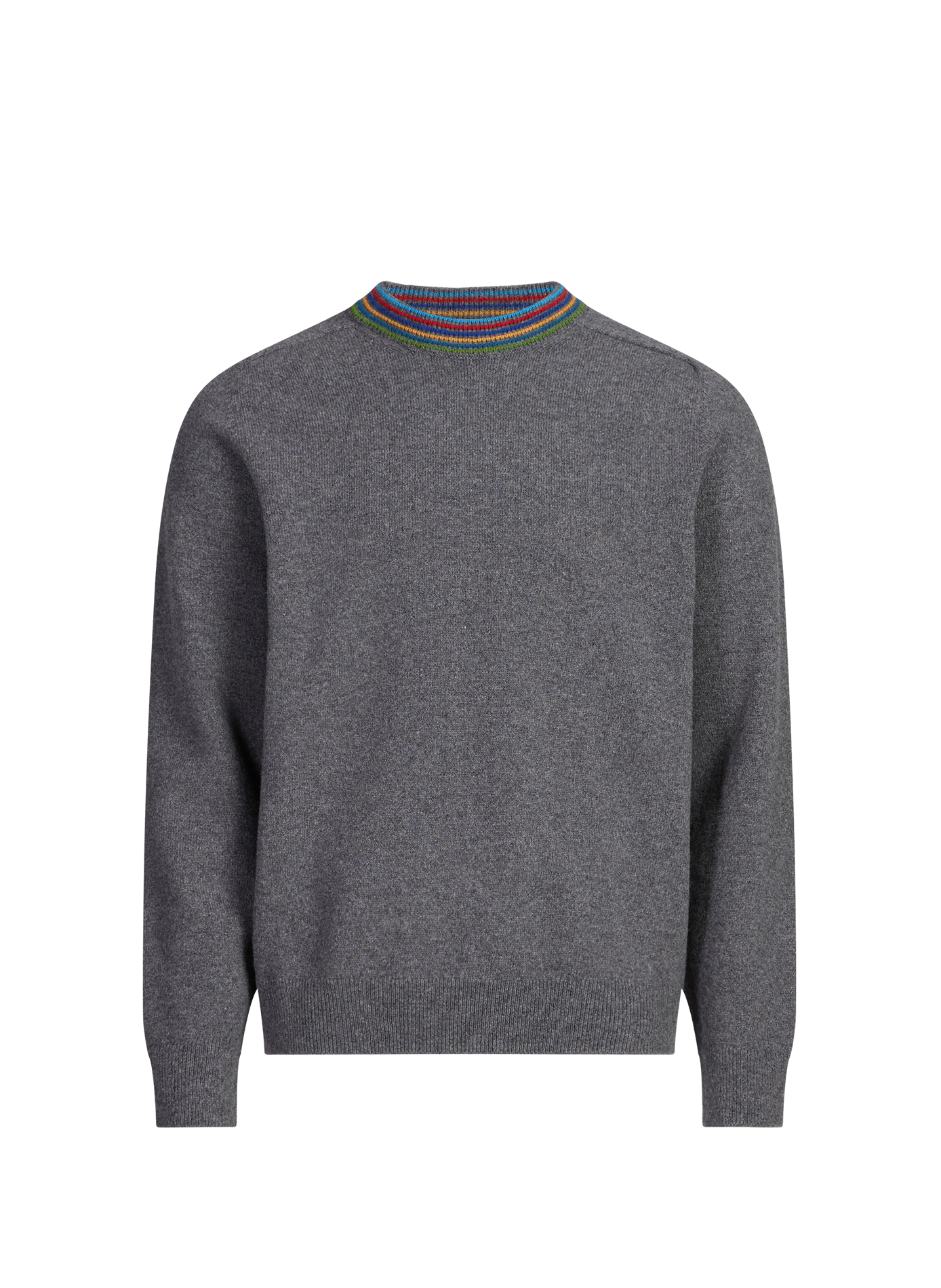 Pull droit à col imprimé en laine mérinos PAUL SMITH Gris