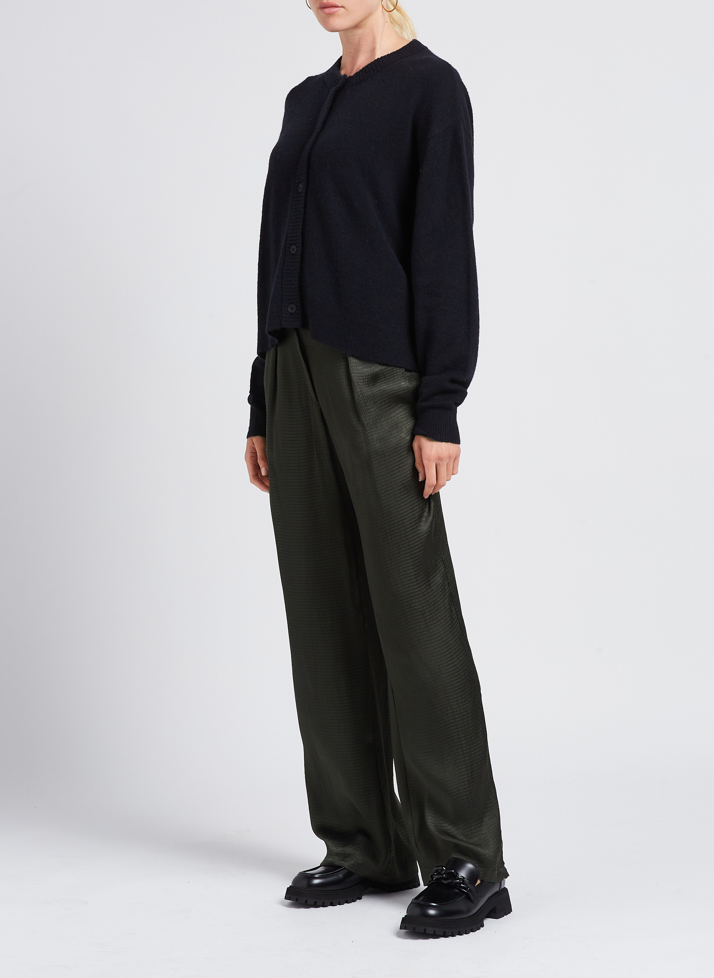 Gilet oversize col rond boutonné damsville AMERICAN VINTAGE Noir