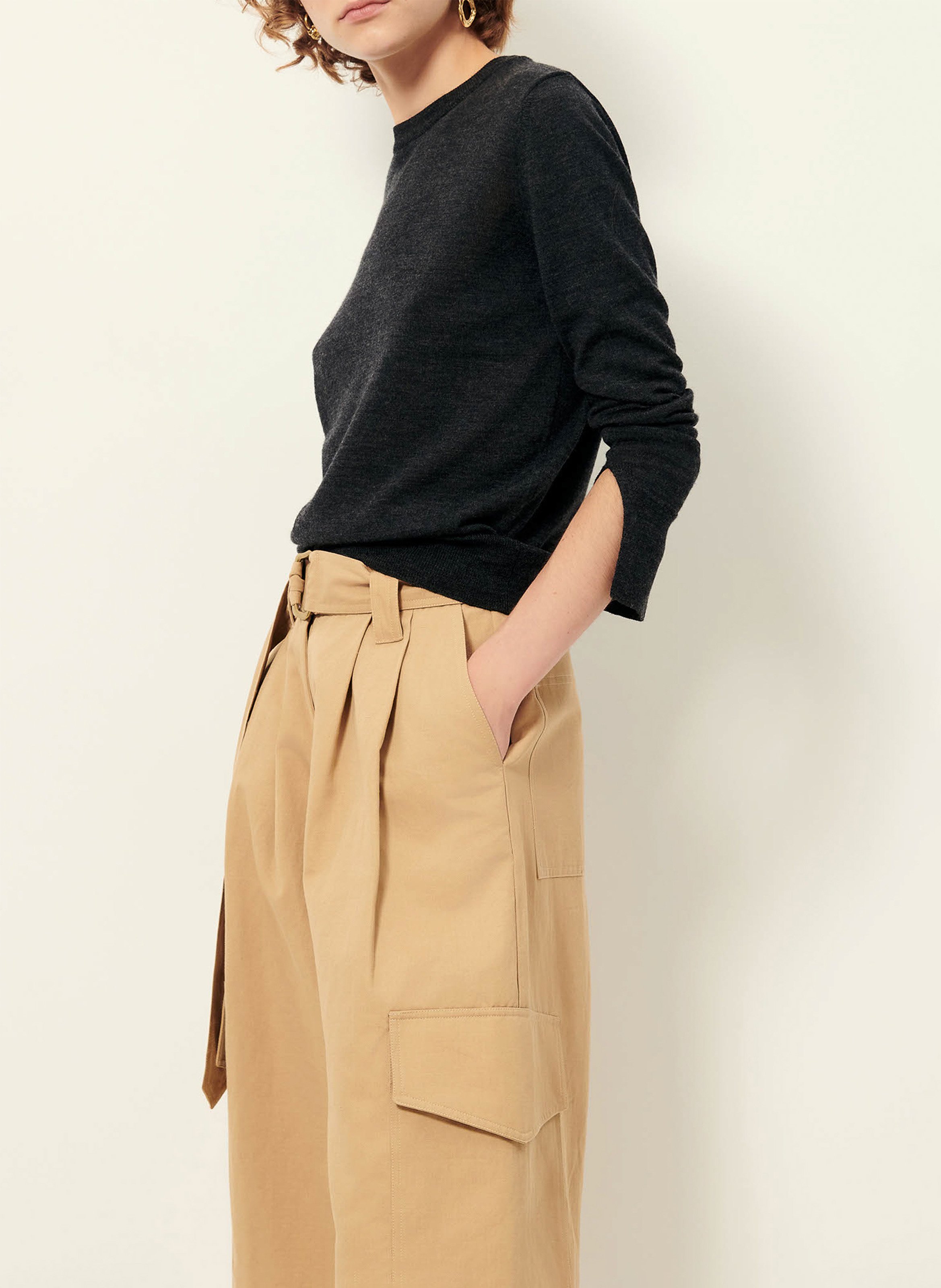 Pull col rond en laine teshima SESSUN Gris