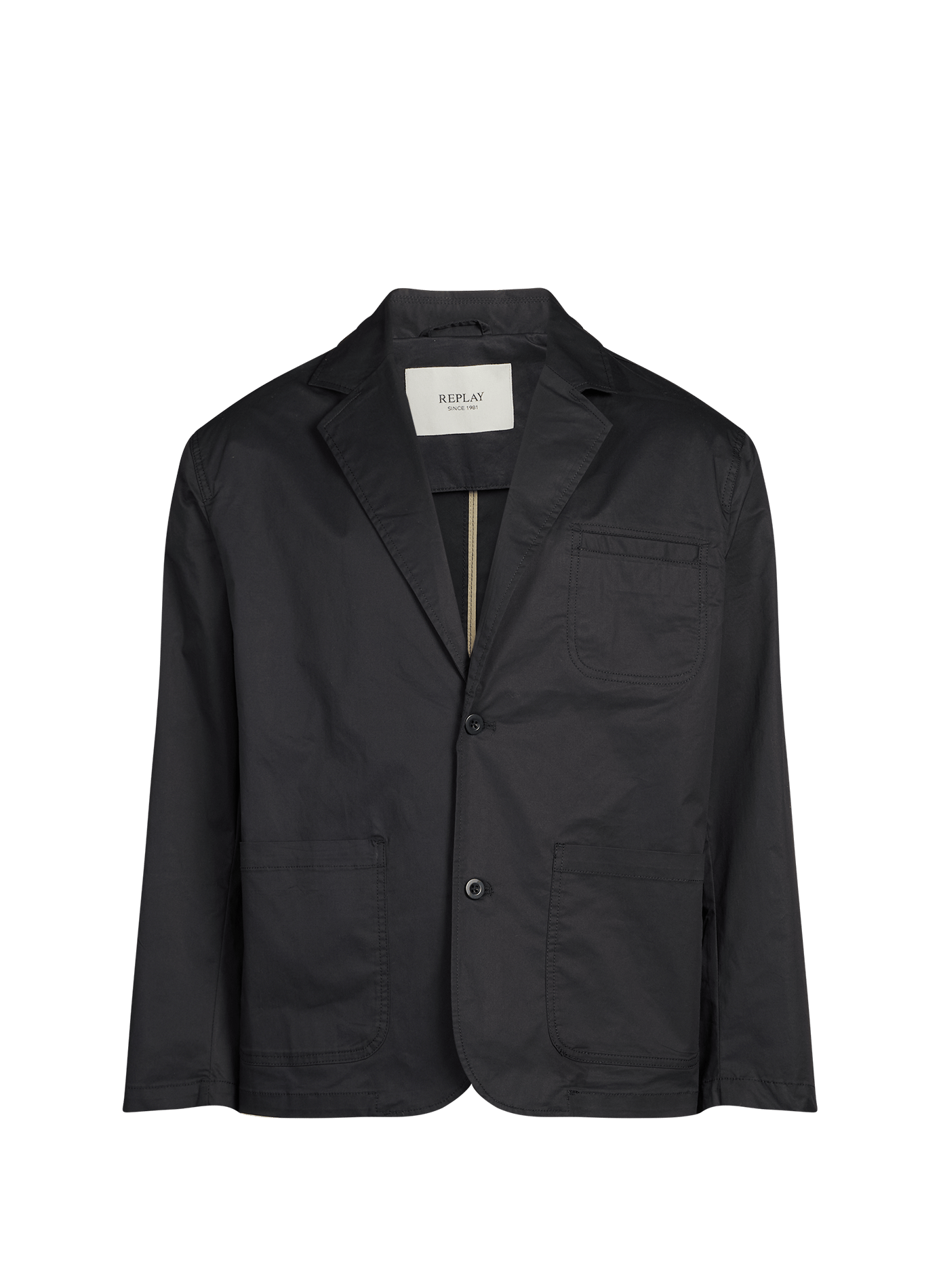 Veste col tailleur en coton mélangé REPLAY Bleu