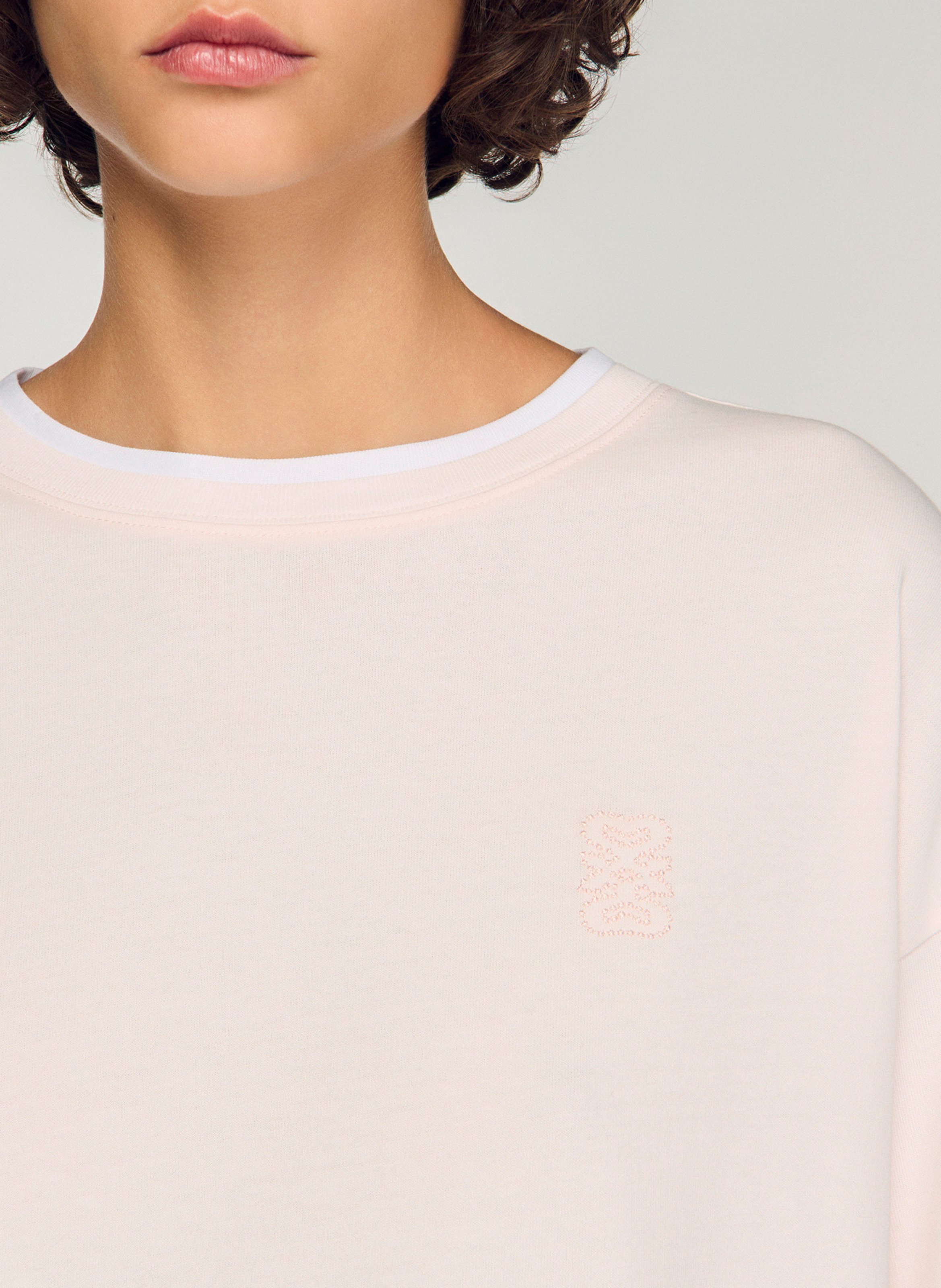Tee-shirt oversize col rond en coton SANDRO Rose