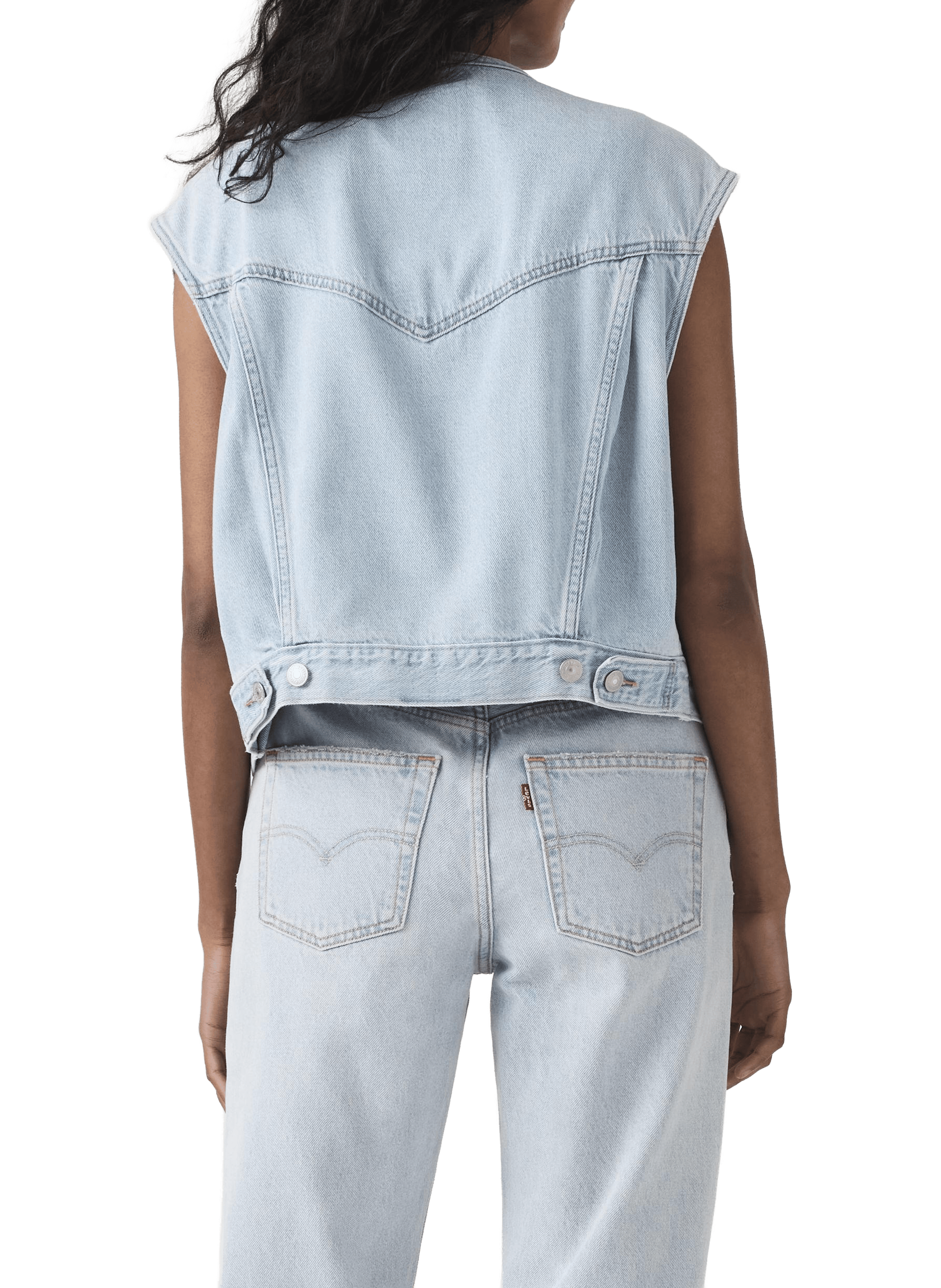 Veste sans manches en denim de coton mélangé LEVI'S Bleu