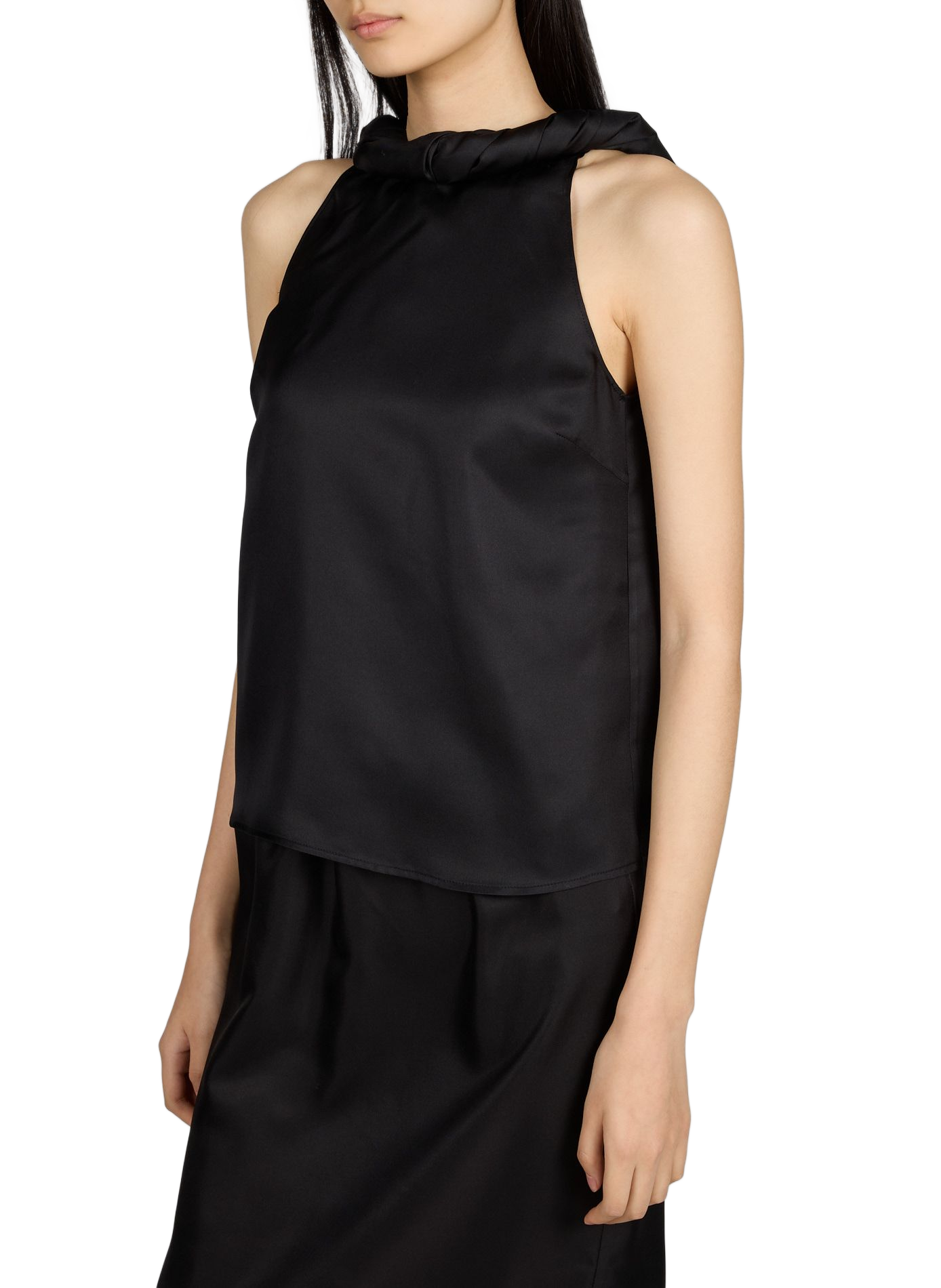 Top Wilma à col noué en soie LOULOU DE SAISON Noir