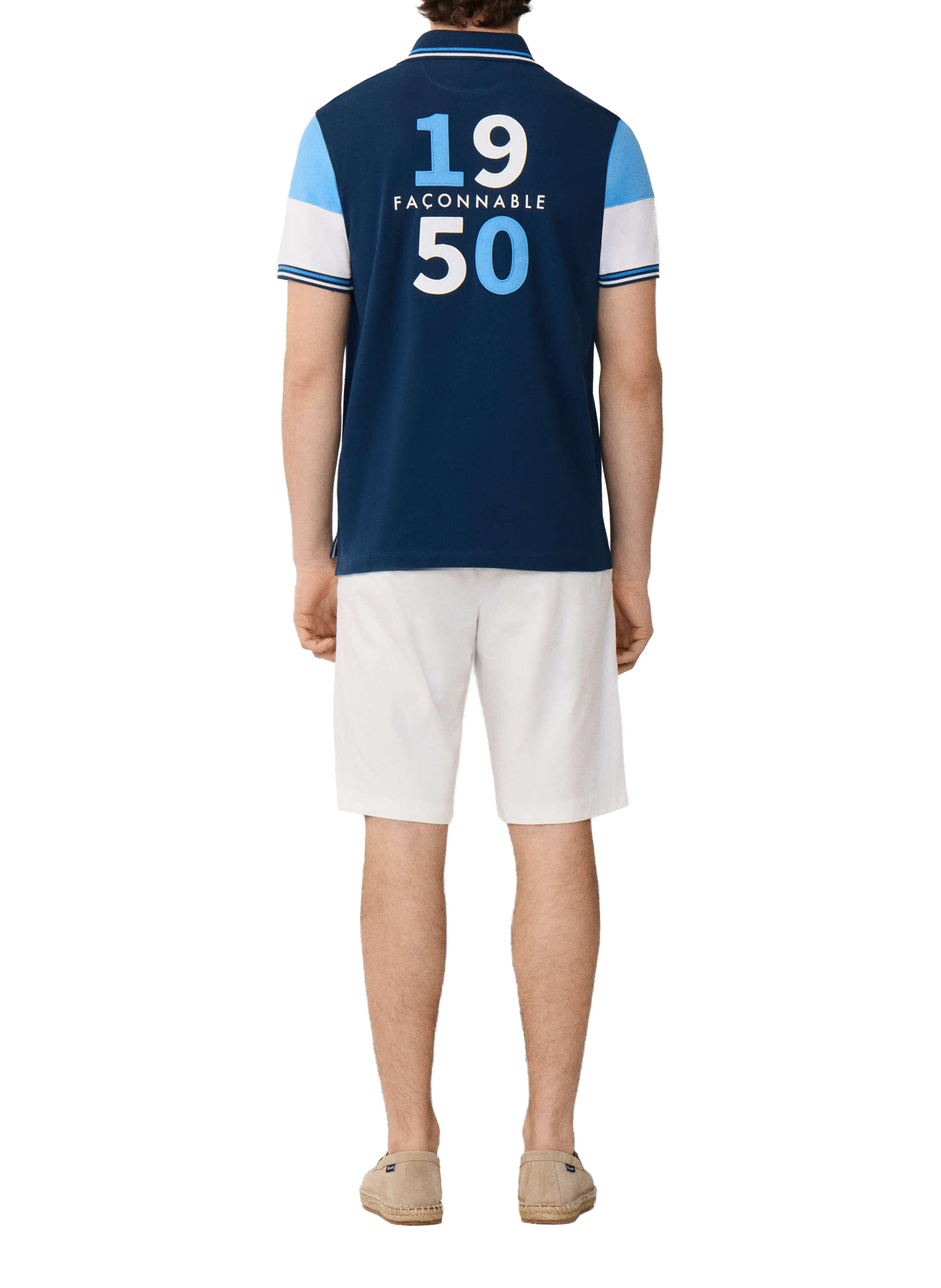 Polo logo à manches courtes en coton FACONNABLE Bleu