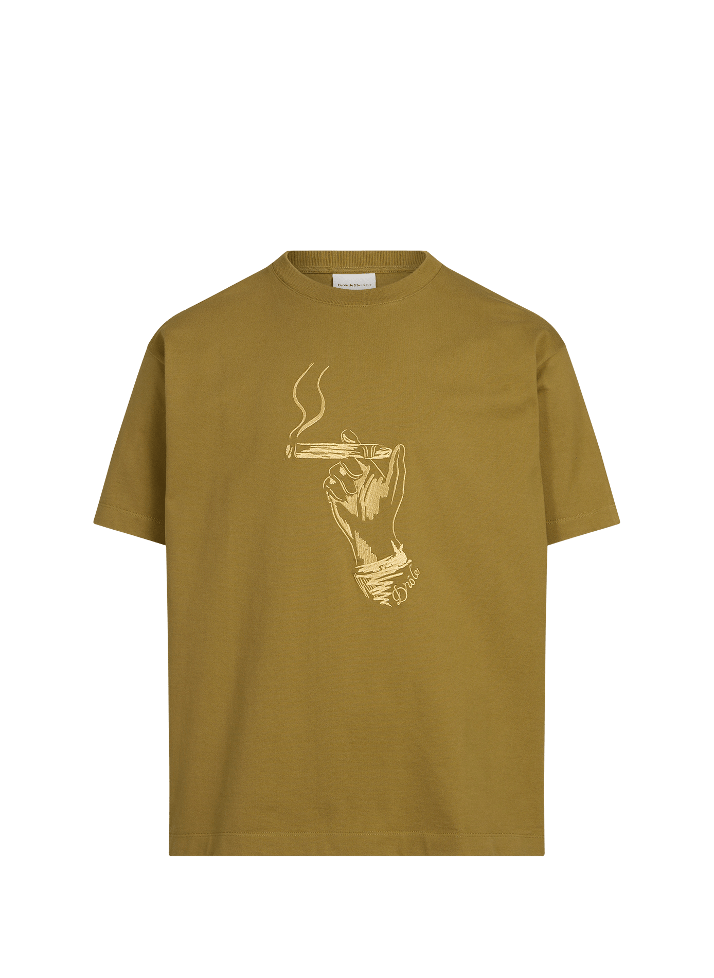 Biker-style cotton t-shirt DROLE DE MONSIEUR Khaki
