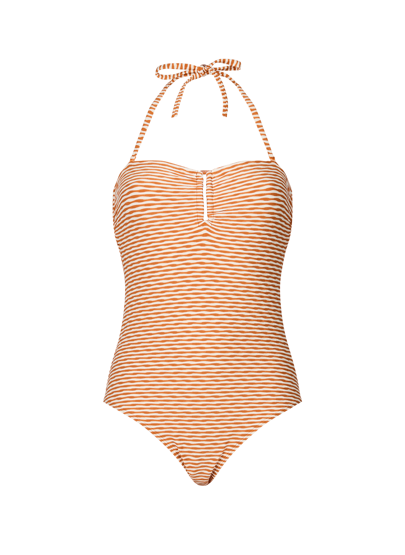 One-piece swimsuit with stripes D NU D Yellow