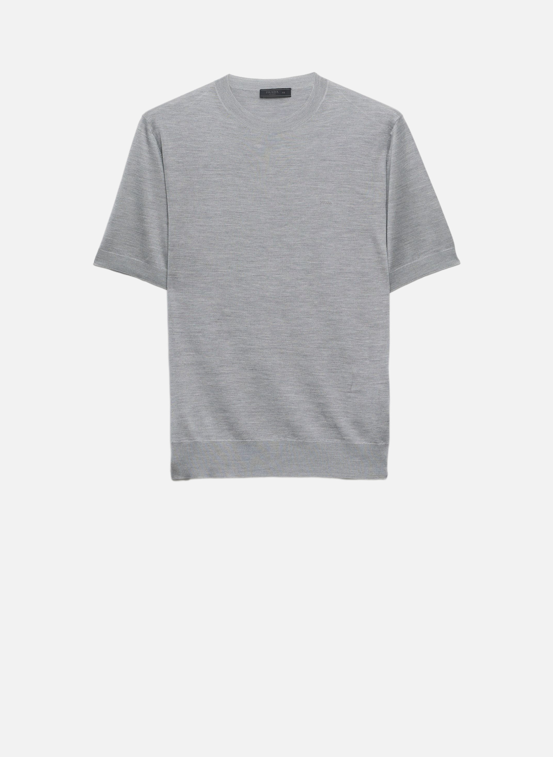Pull à manches courtes en soie PRADA Gris
