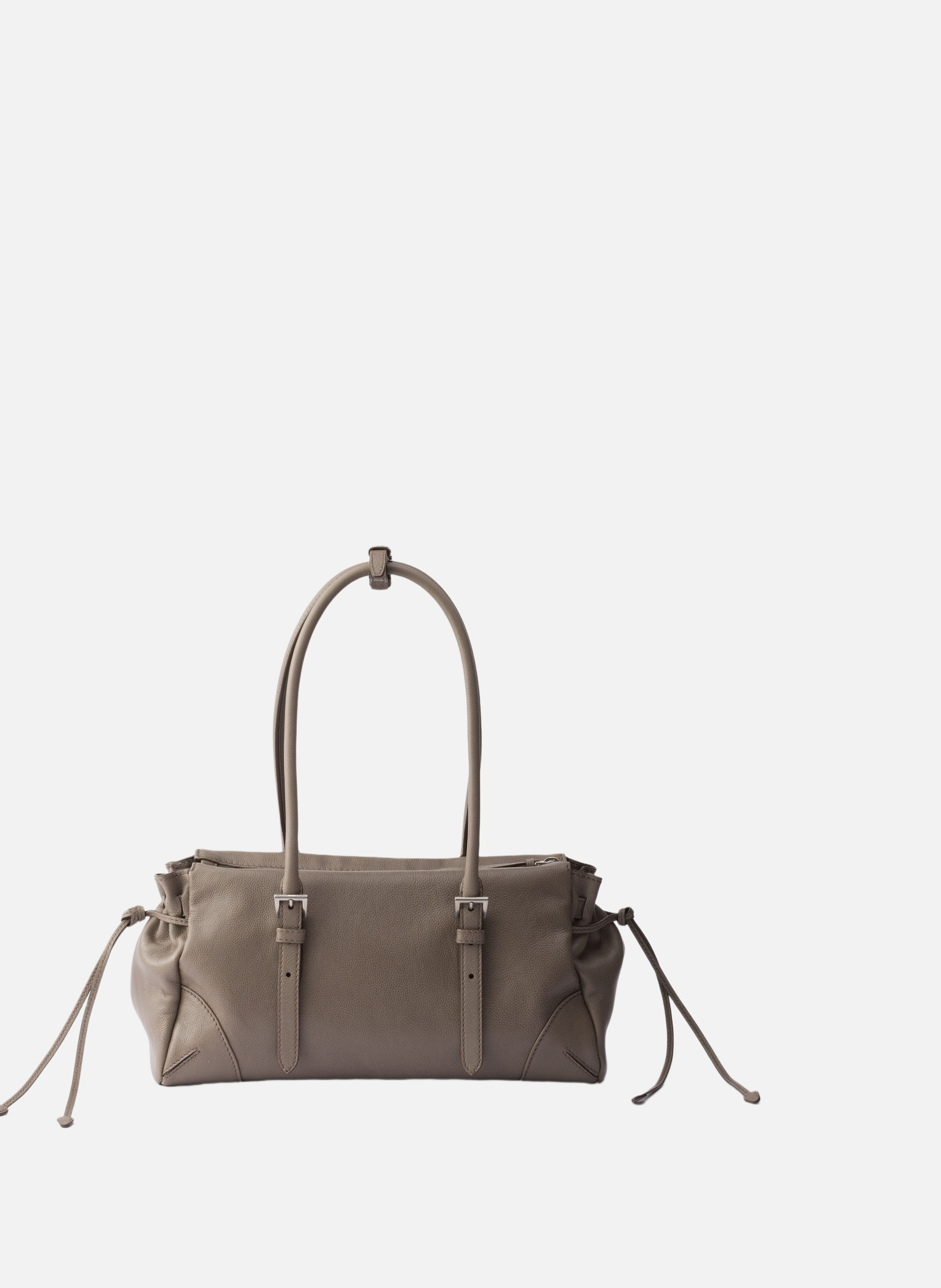 Cabas prada bonnie en cuir vieilli de taille moyen PRADA Gris