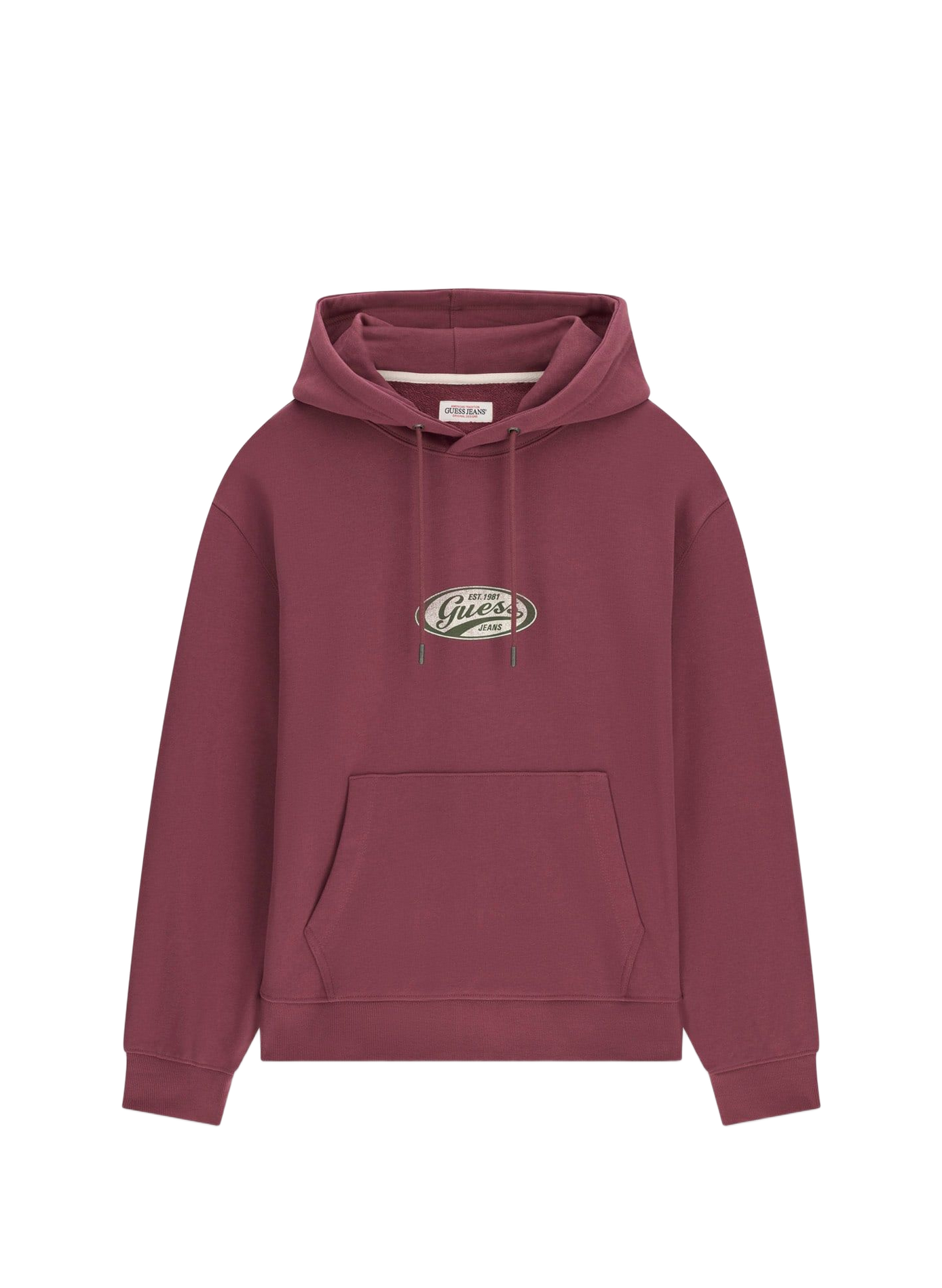 Straight hooded sweatshirt with cotton logo. GUESS Red