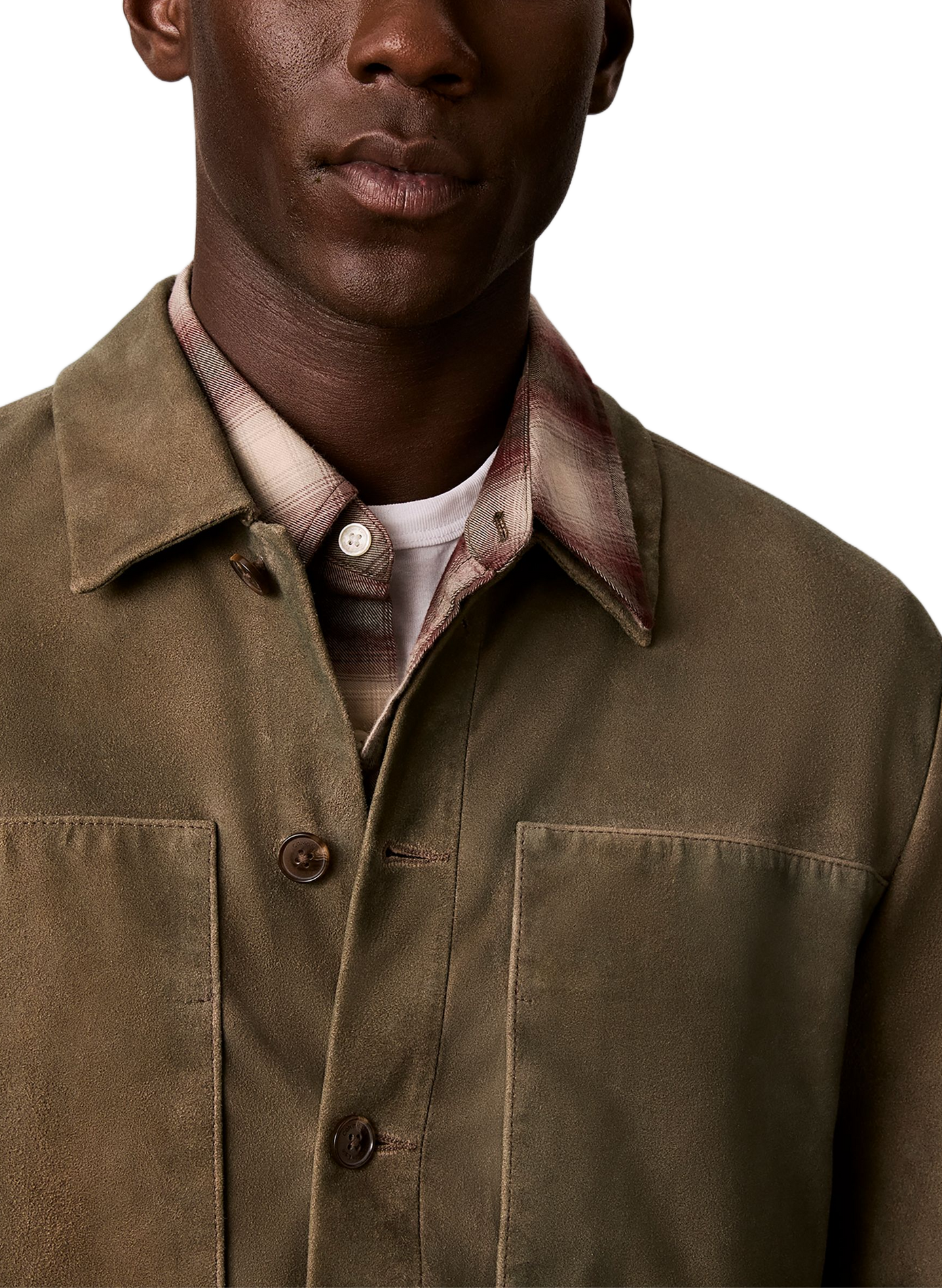 Veste boutonnée en cuir CALVIN KLEIN Kaki