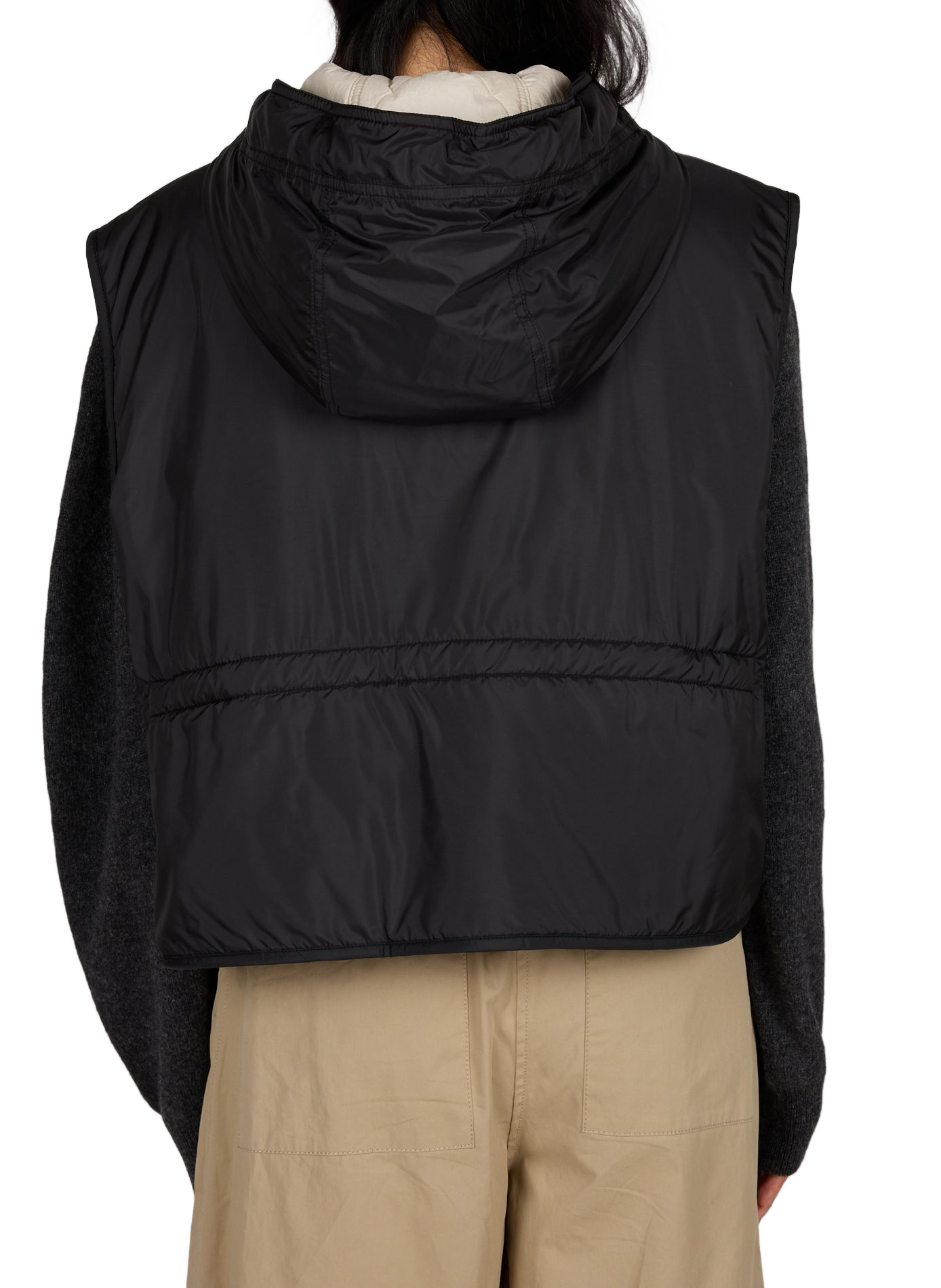 Quilted Sleeveless Hooded Puffer Vest MAX MARA WEEK END Black