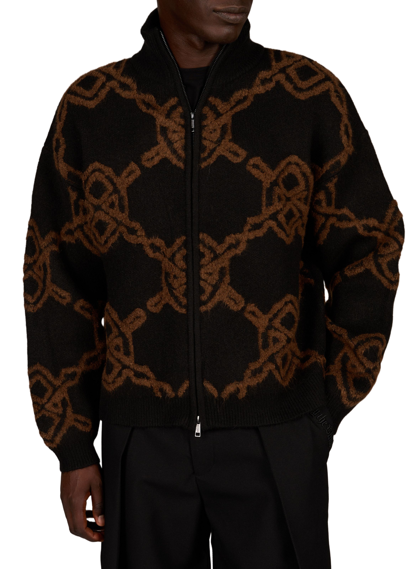 Printed zip-up cardigan DAILY PAPER Black