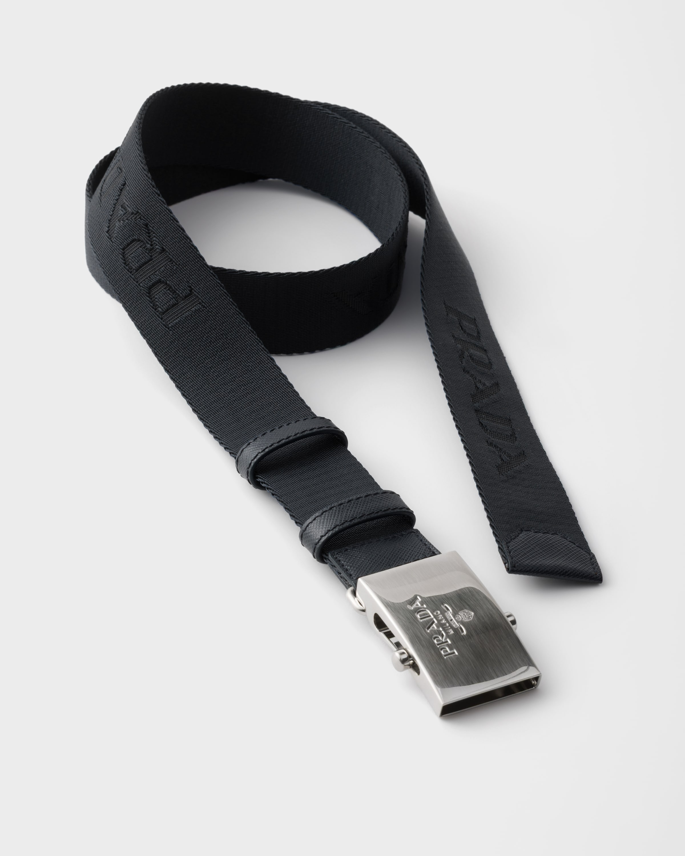 Ceinture en ruban de coton PRADA Noir
