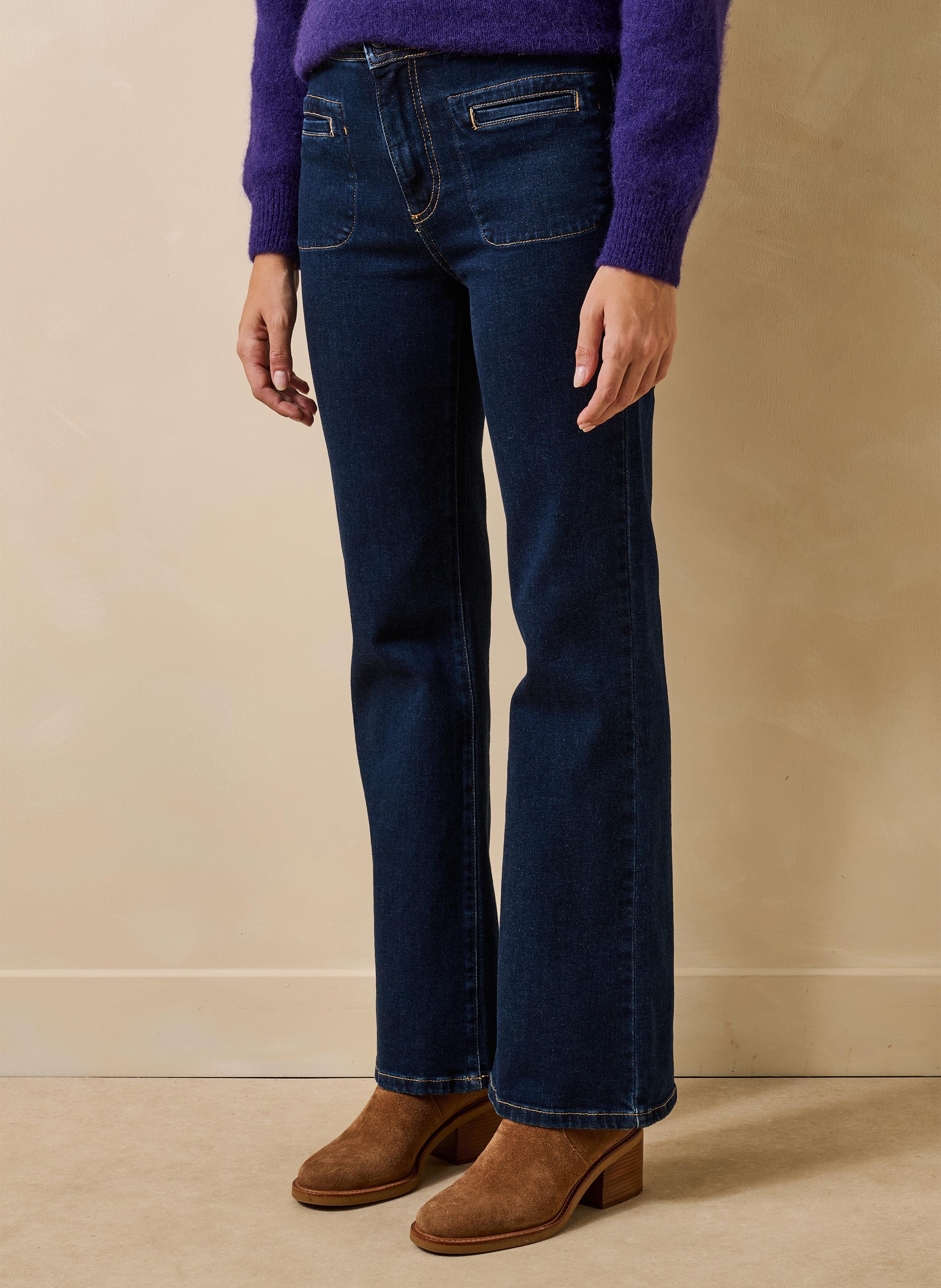 Hoge taille bootcut jeans van een mix van katoen LA FEE MARABOUTEE Blauw