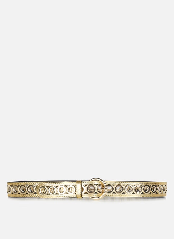 Ceinture à boucle ronde avec oeillets en cuir Doré by SANDRO SANDRO Ceinture à boucle ronde avec oeillets en cuir Doré