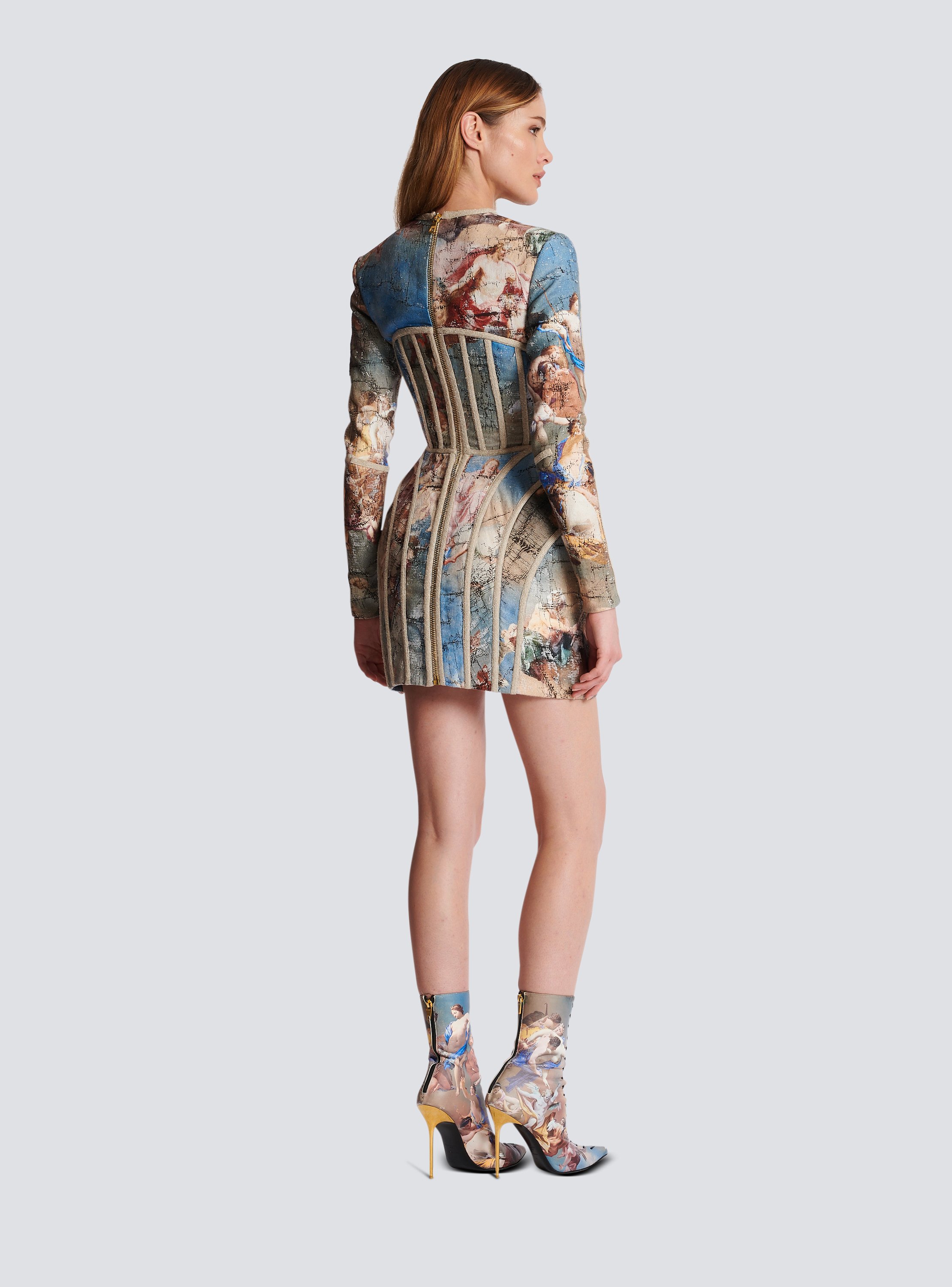 ROBE CAGE EN LIN IMPRIMé SKY - BALMAIN pour FEMME | Printemps.com