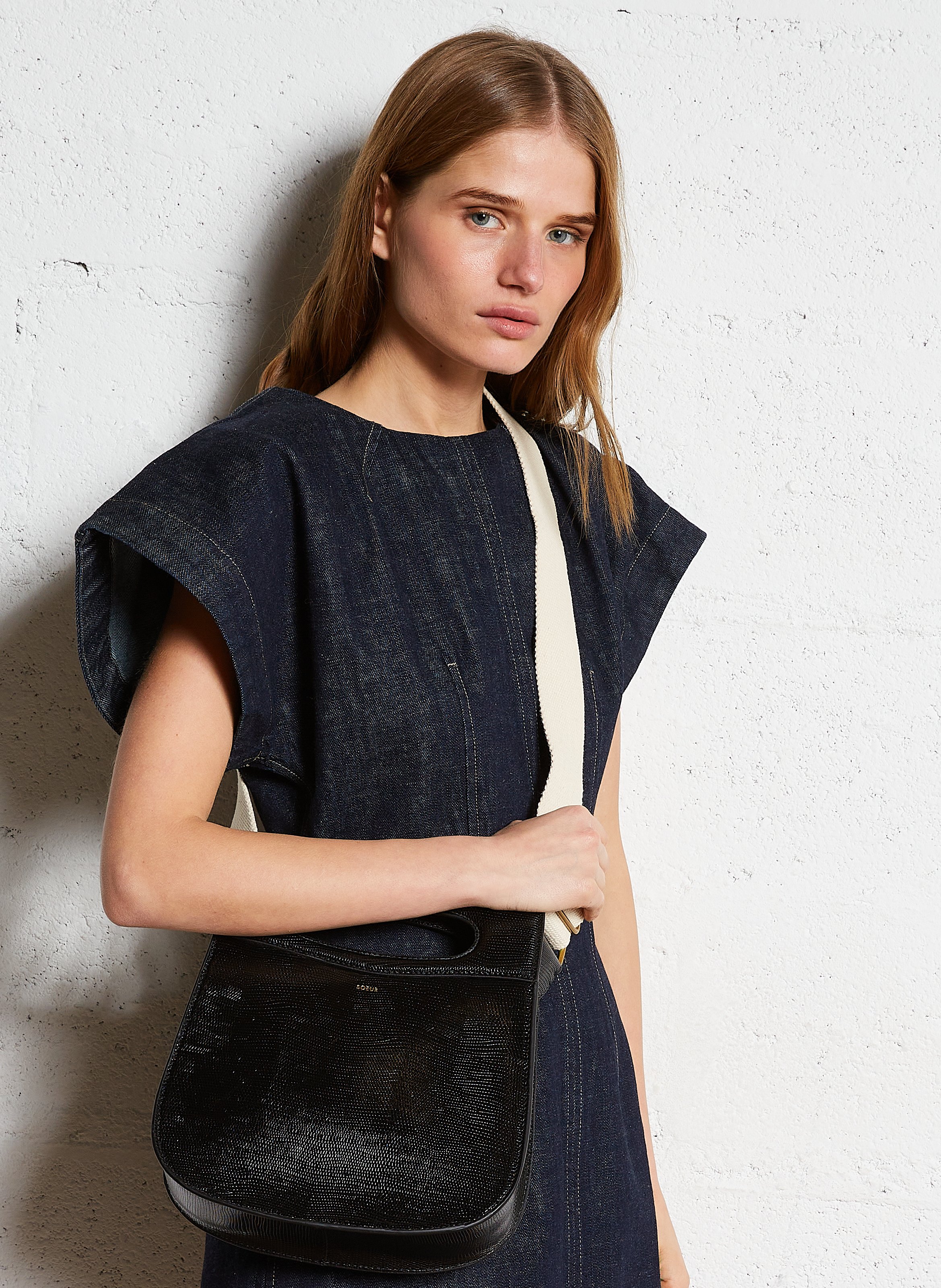 Sac bandoulière en cuir cheri SOEUR Noir