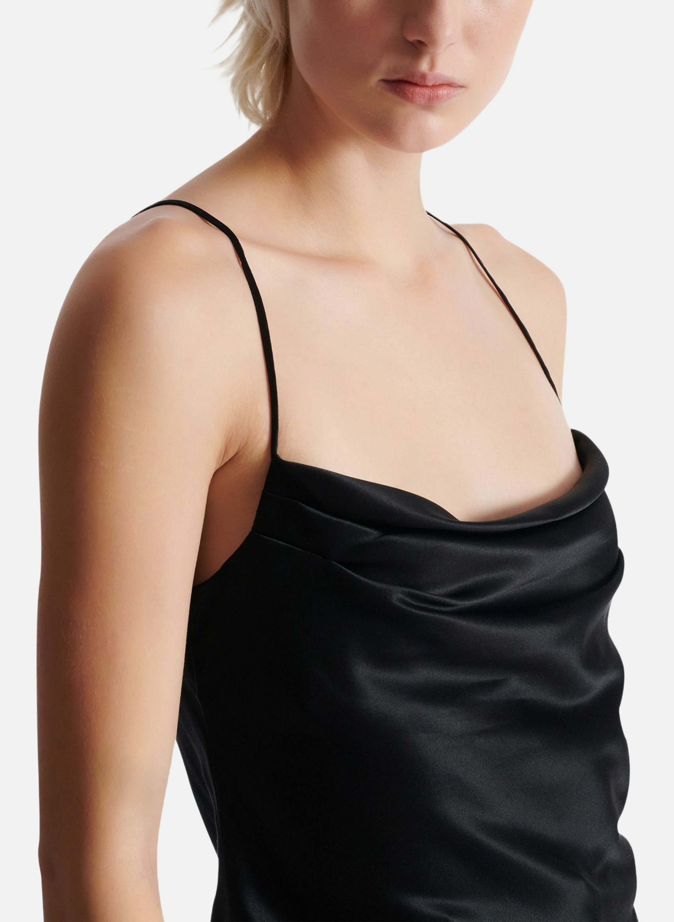 Top en satin drapé BALMAIN Noir