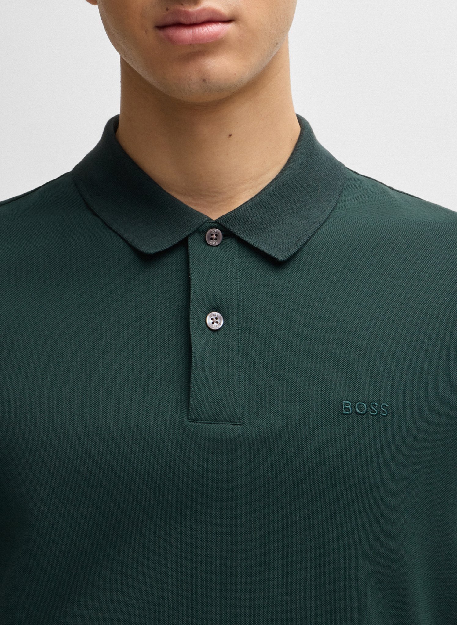 Polo regular-fit en coton bio BOSS Kaki