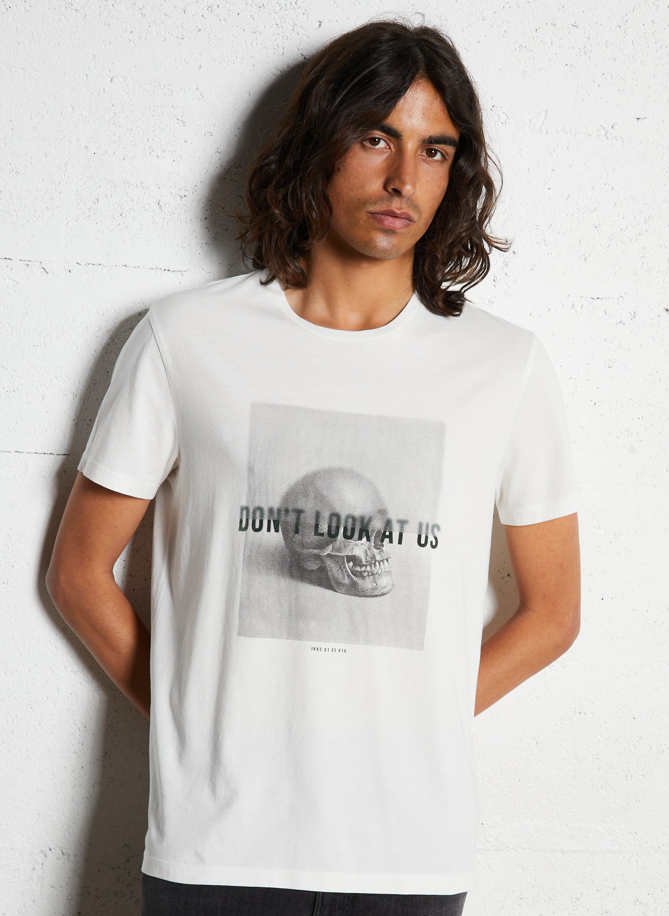 Tee-shirt droit en coton imprimé IKKS Blanc
