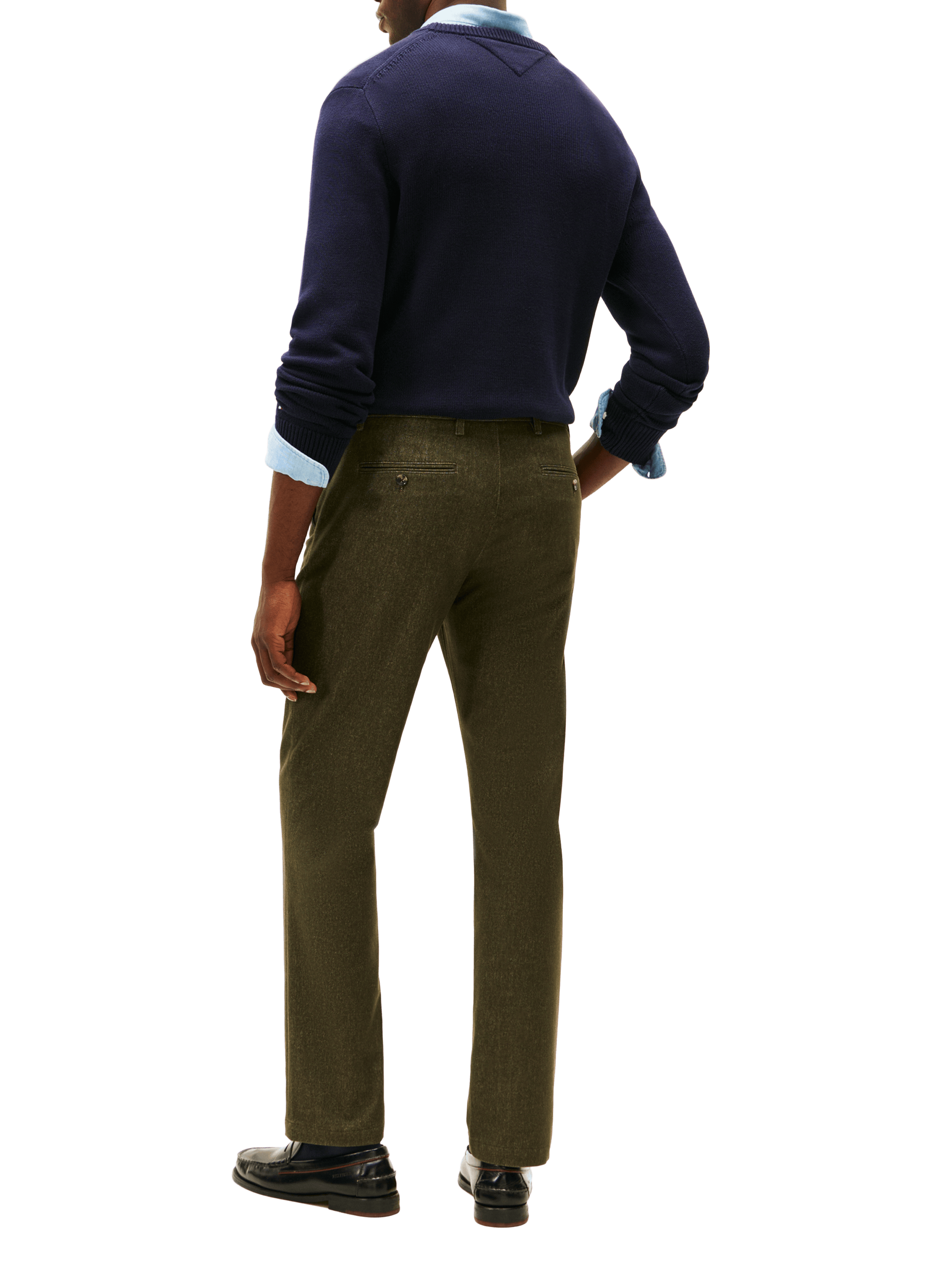 Cotton blend straight trousers TOMMY HILFIGER Khaki